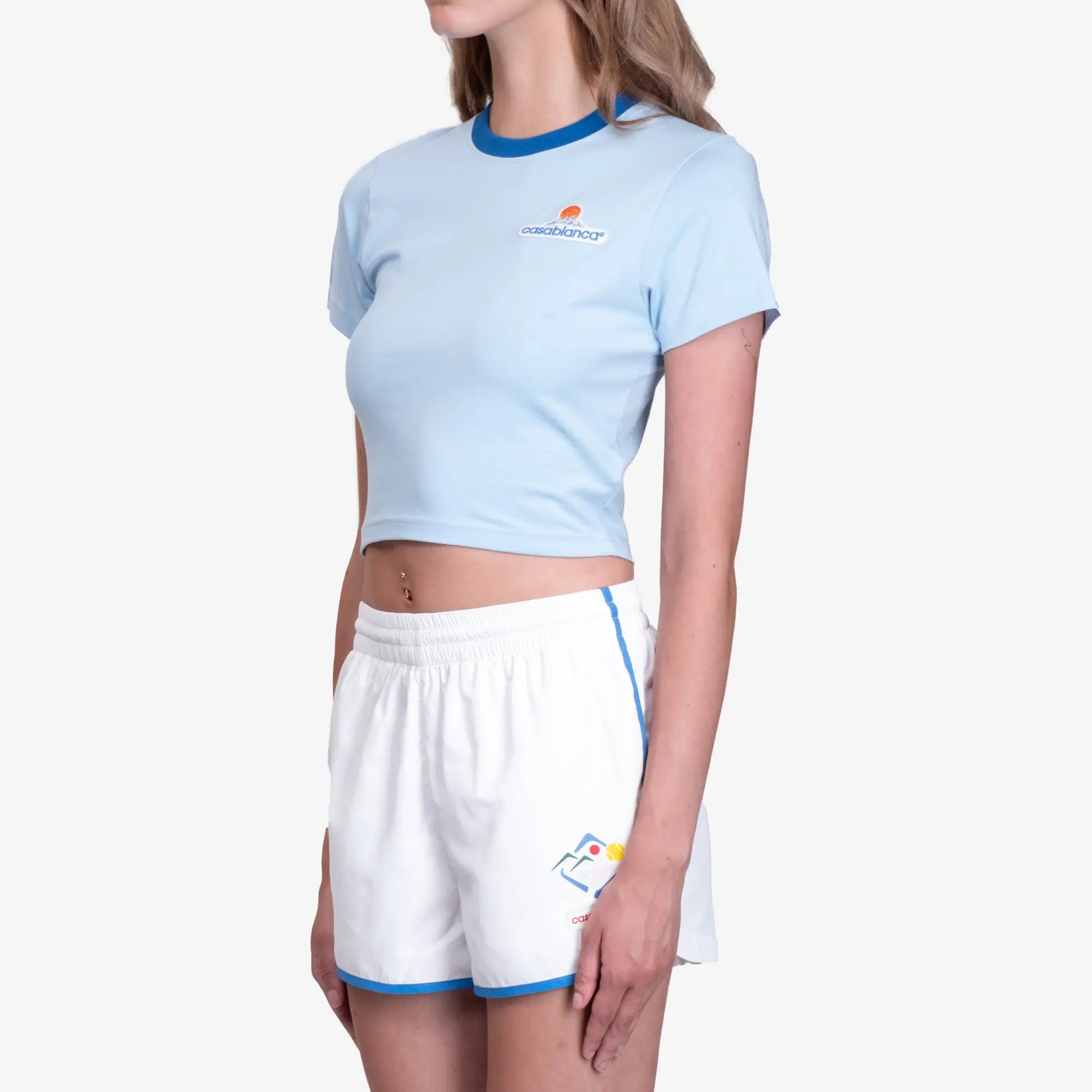 Casablanca Womens Montagne Patch Baby T-Shirt Blue - 3