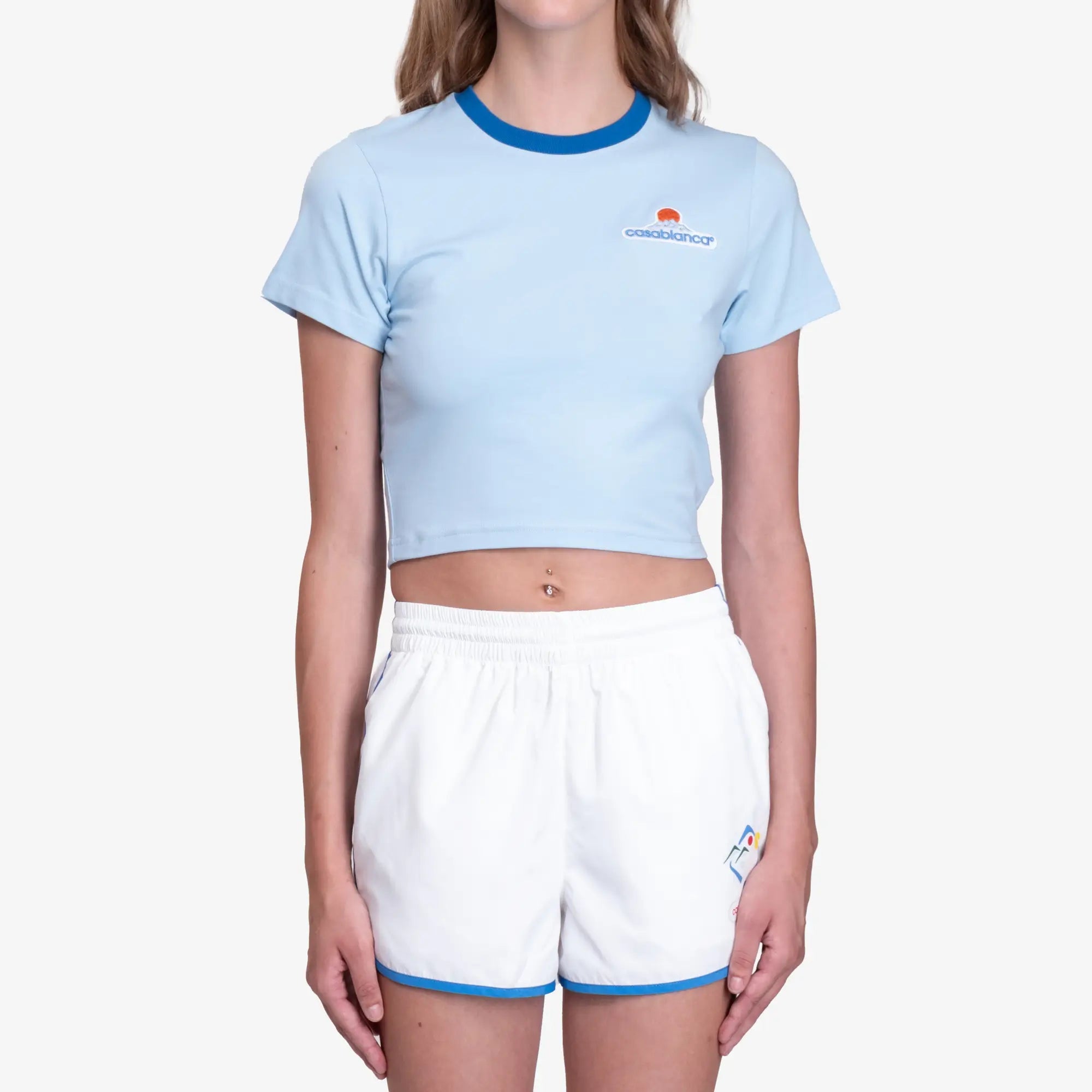 Casablanca Womens Montagne Patch Baby T-Shirt Blue - 1