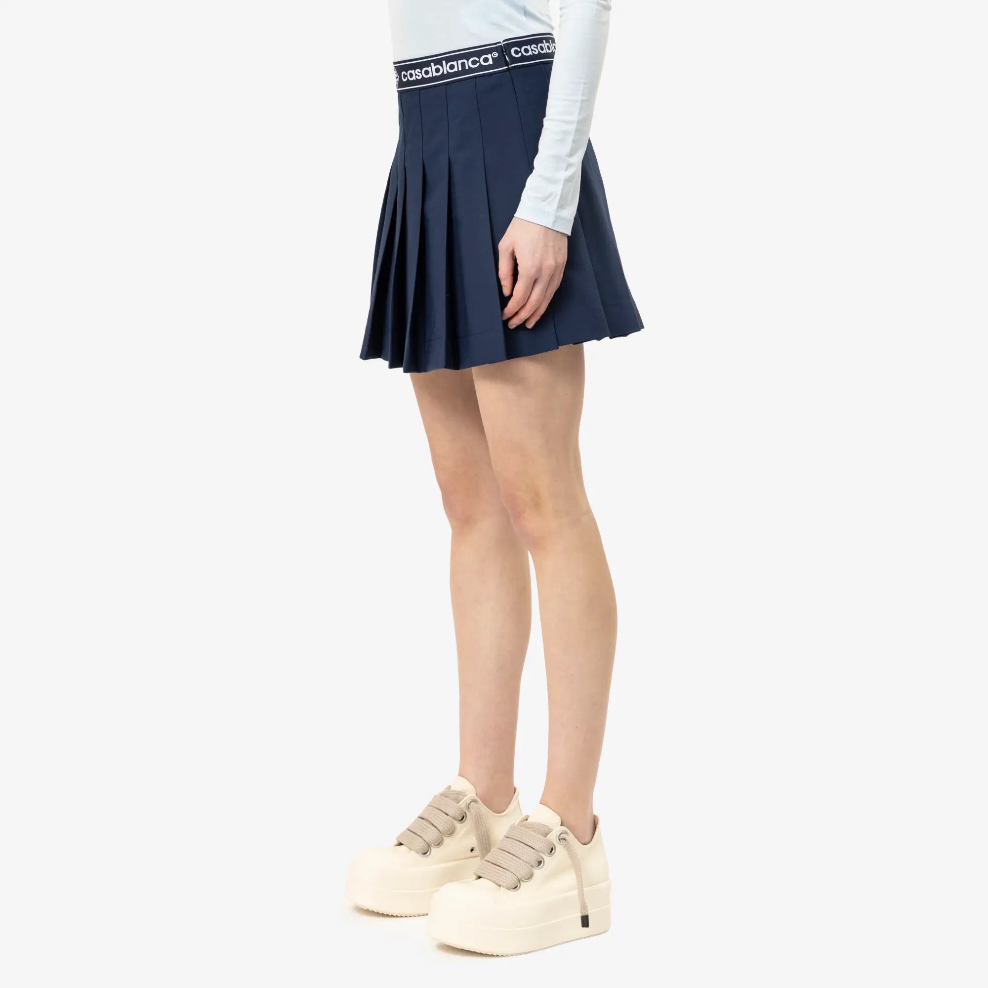 Casablanca Womens Pleated Skirt Navy - 3