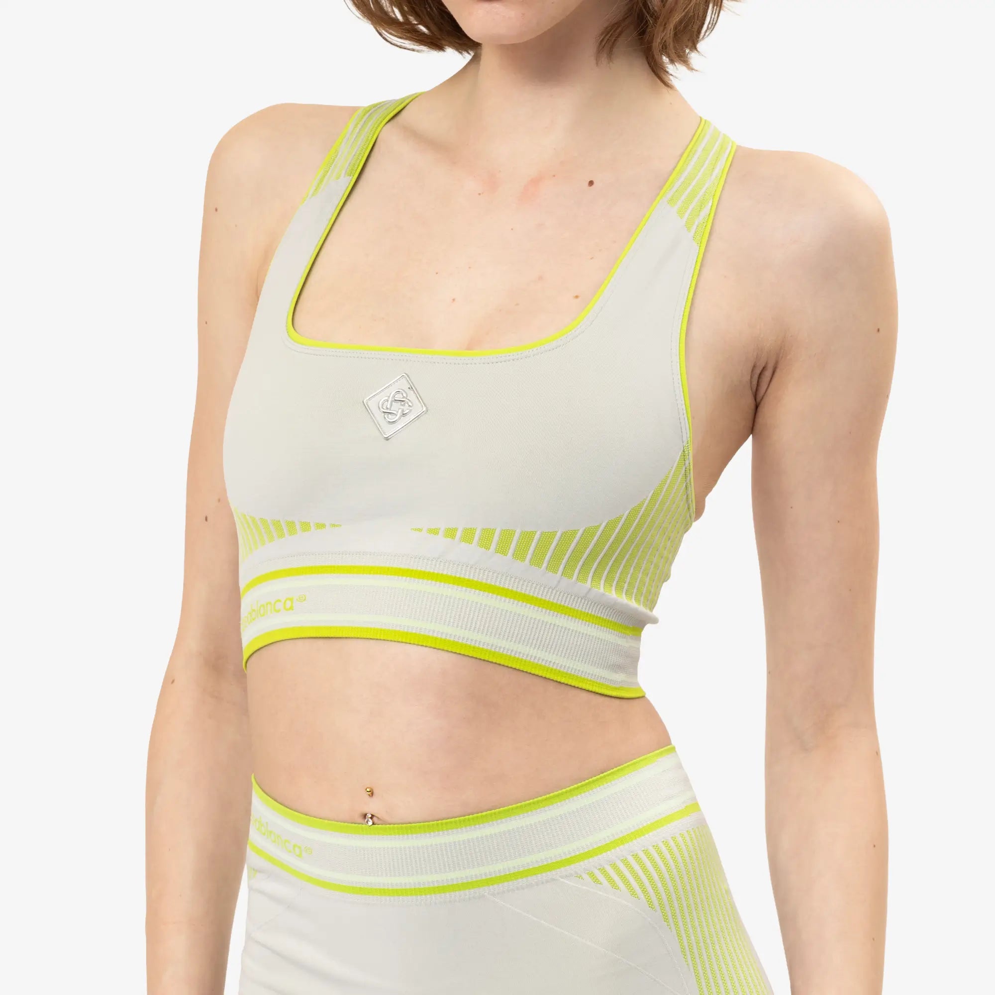 Casablanca Womens Seamless Bralette Grey/Lime - 5