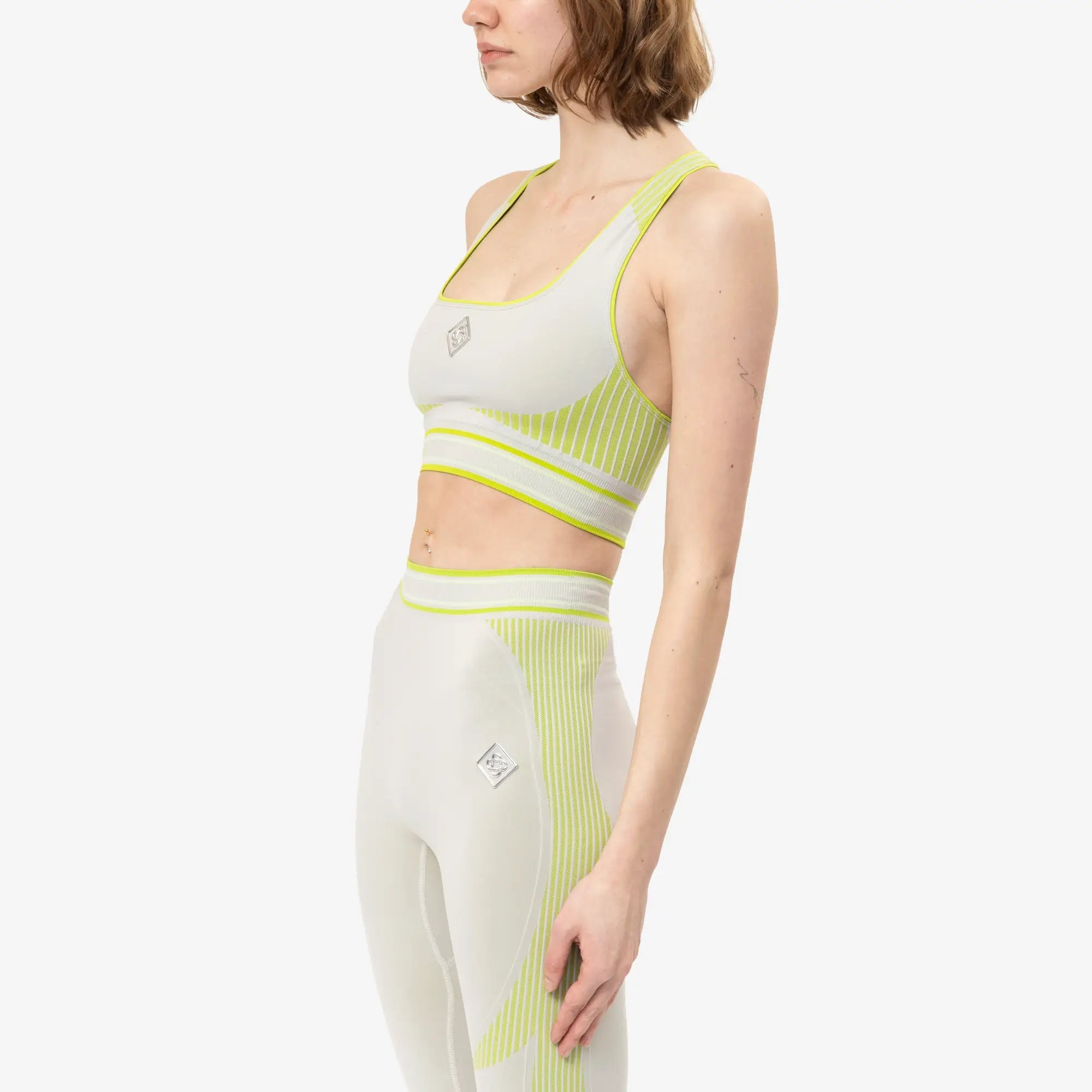 Casablanca Womens Seamless Bralette Grey/Lime - 3