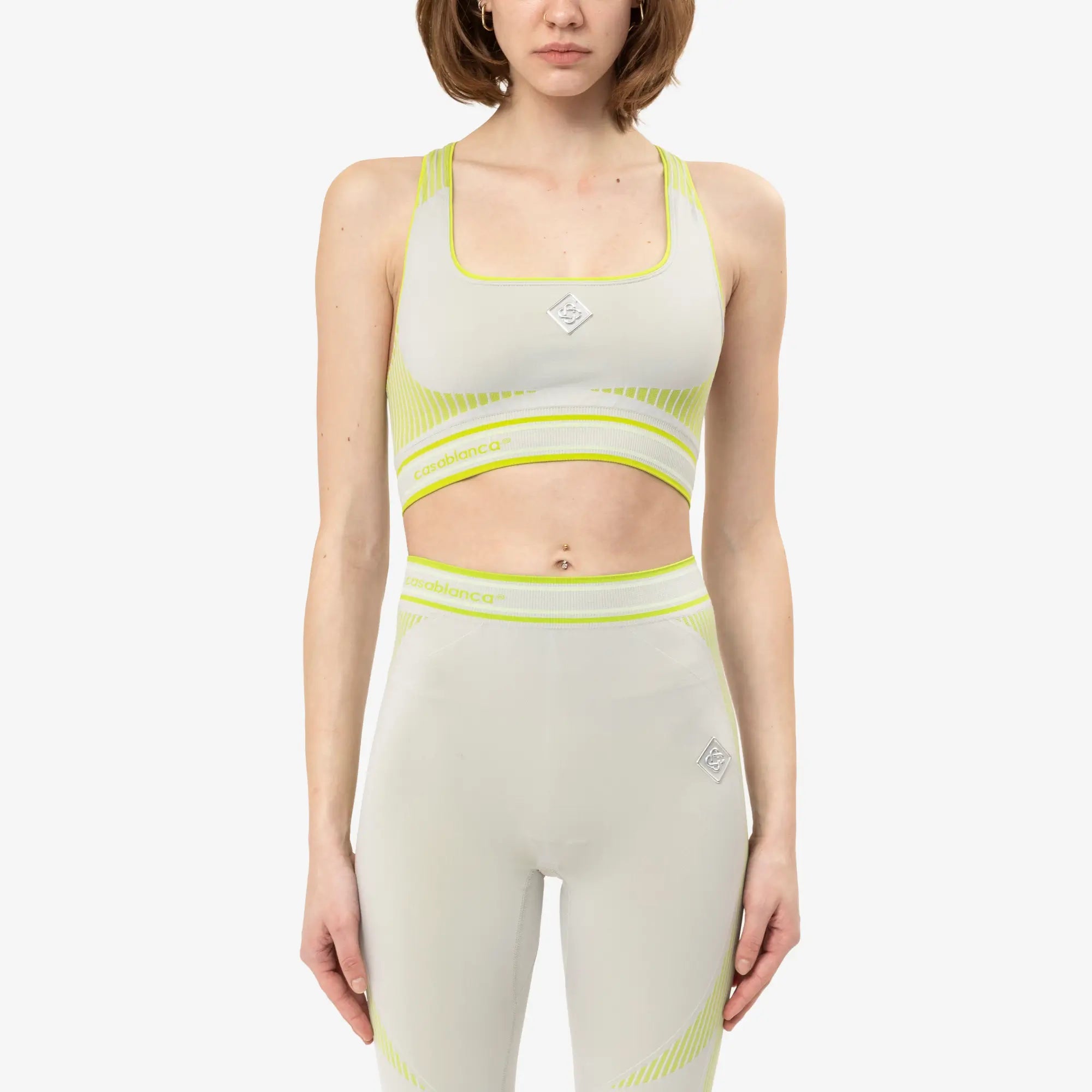 Casablanca Womens Seamless Bralette Grey/Lime - 1
