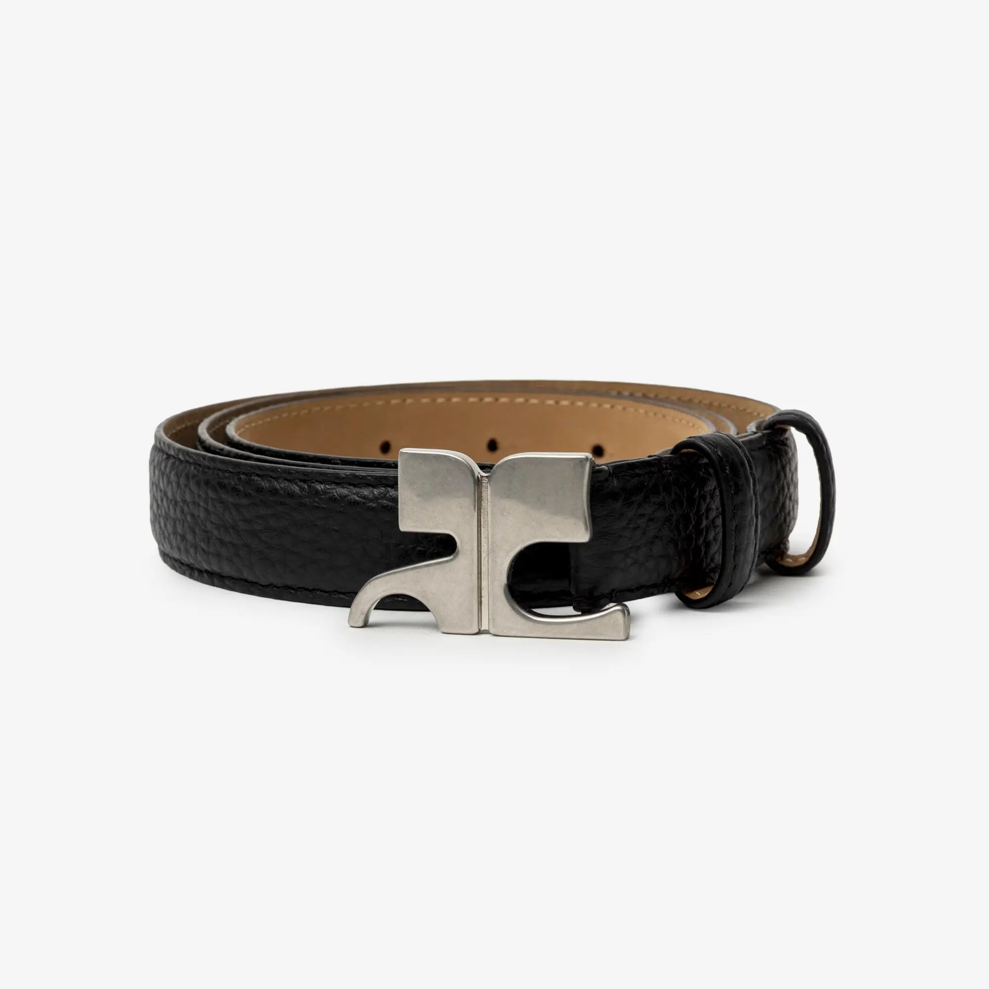 Courreges AC 25mm Grained Leather Belt Black - 1