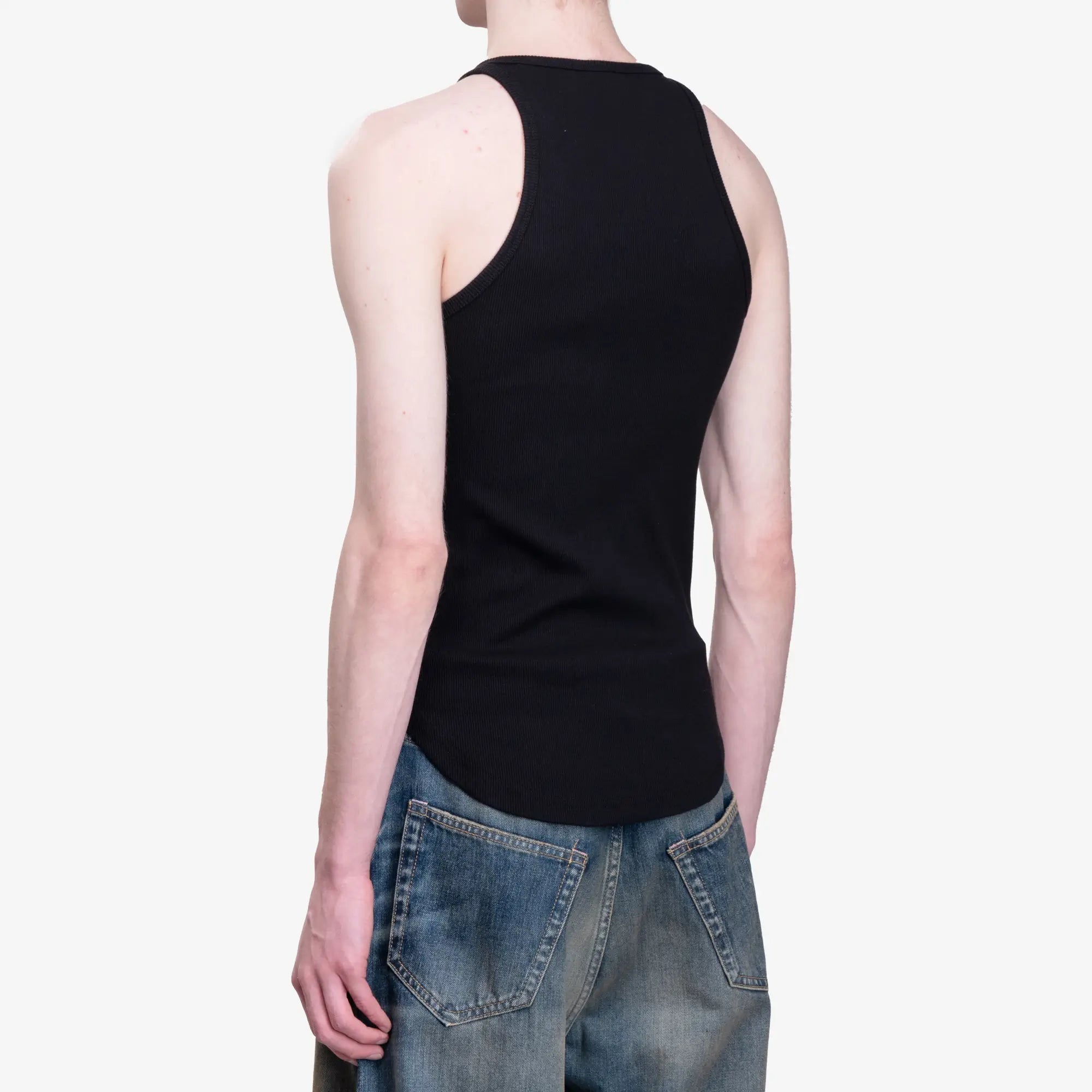 Courreges Buckle 90's Rib Tank Top Black - 4