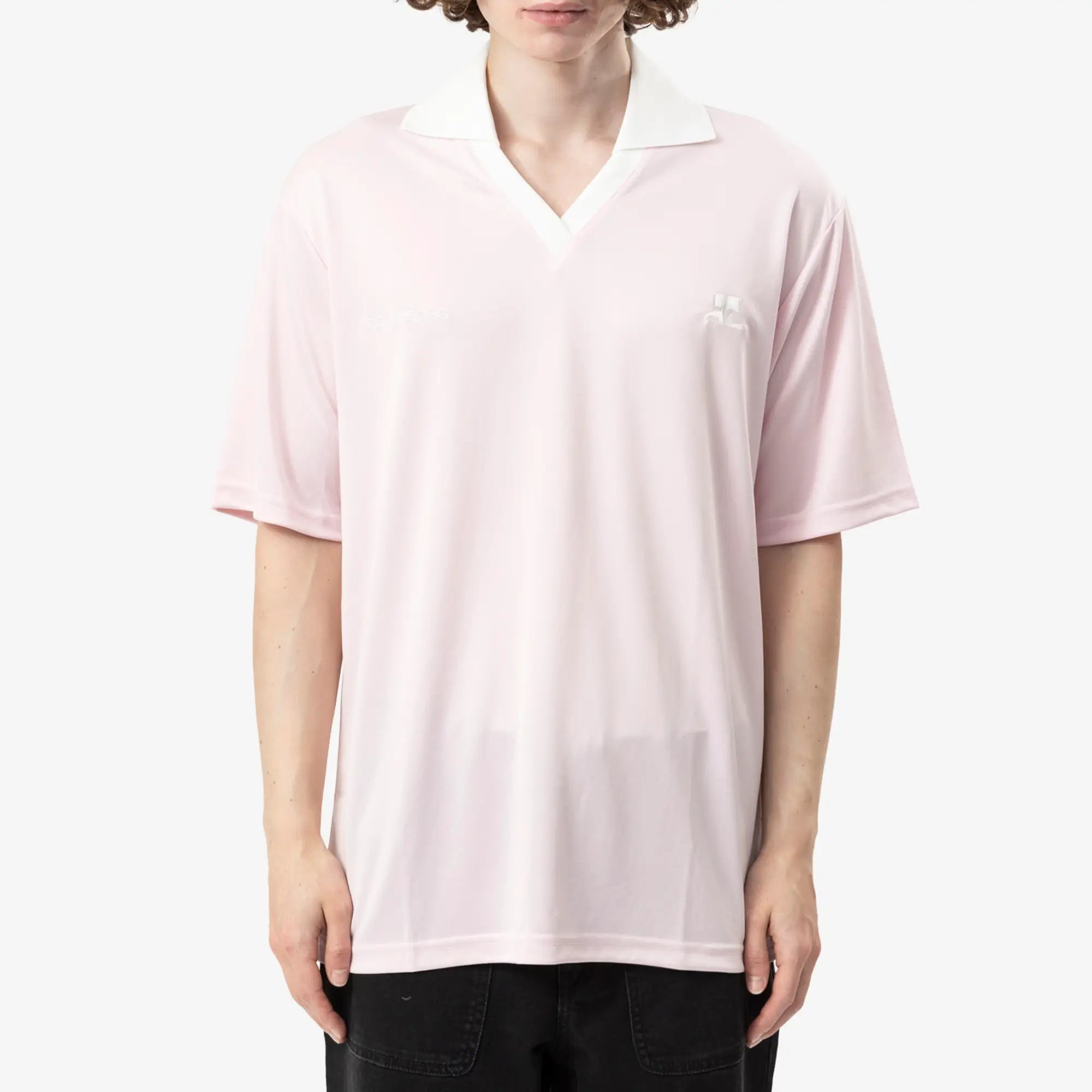 Courreges Oversized Sports Polo Light Pink - 1