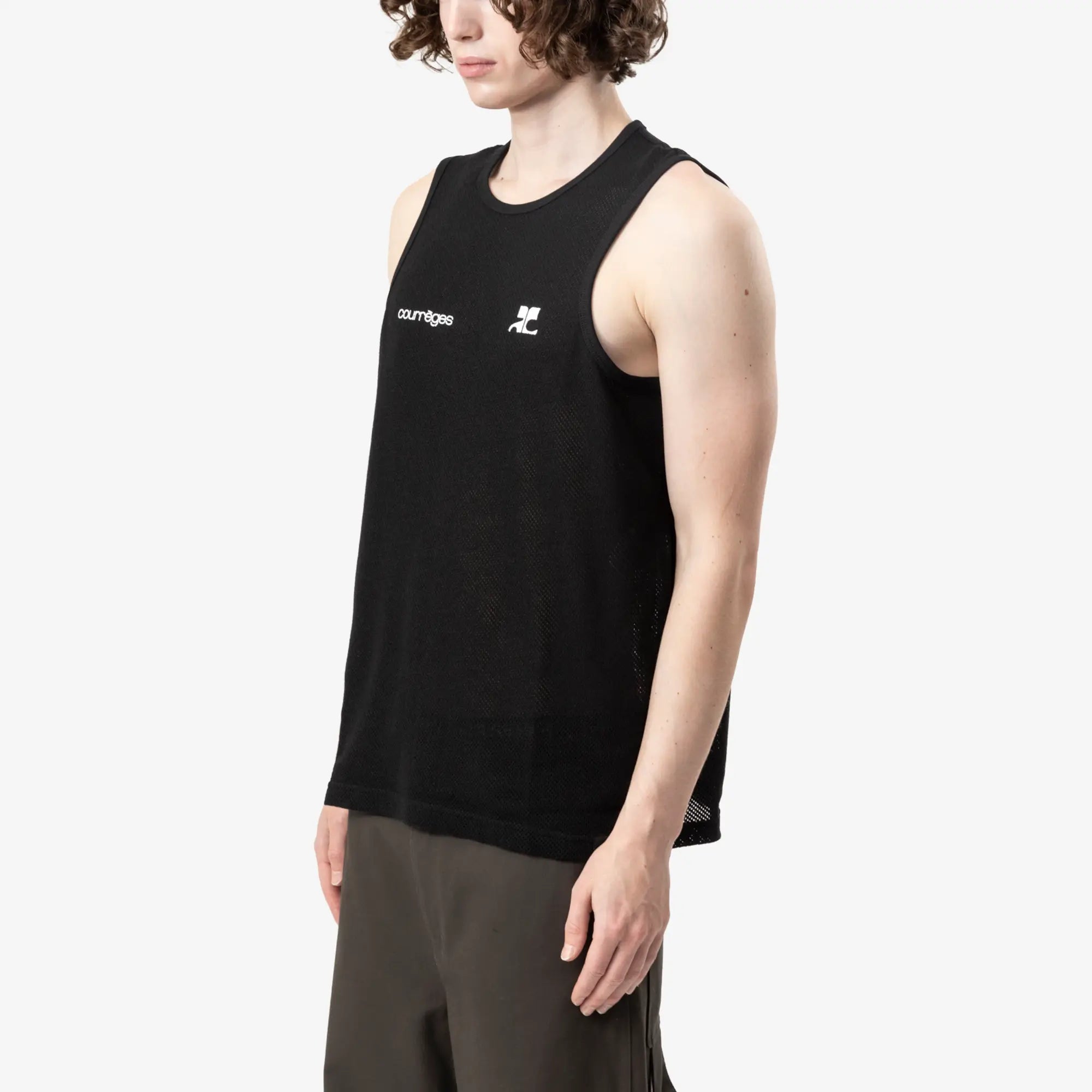 Courreges Printed Mesh Tank Top Black - 3