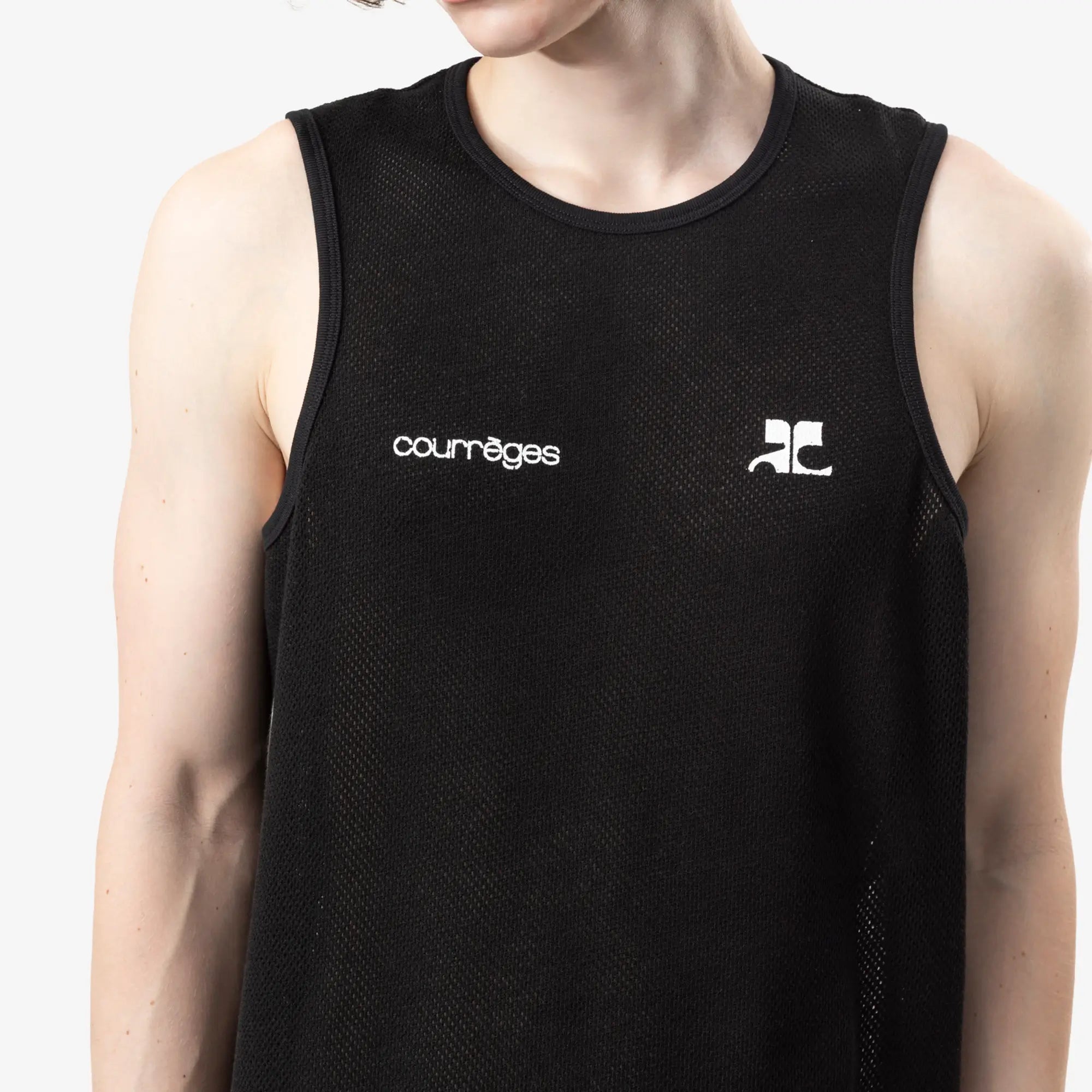 Courreges Printed Mesh Tank Top Black - 5
