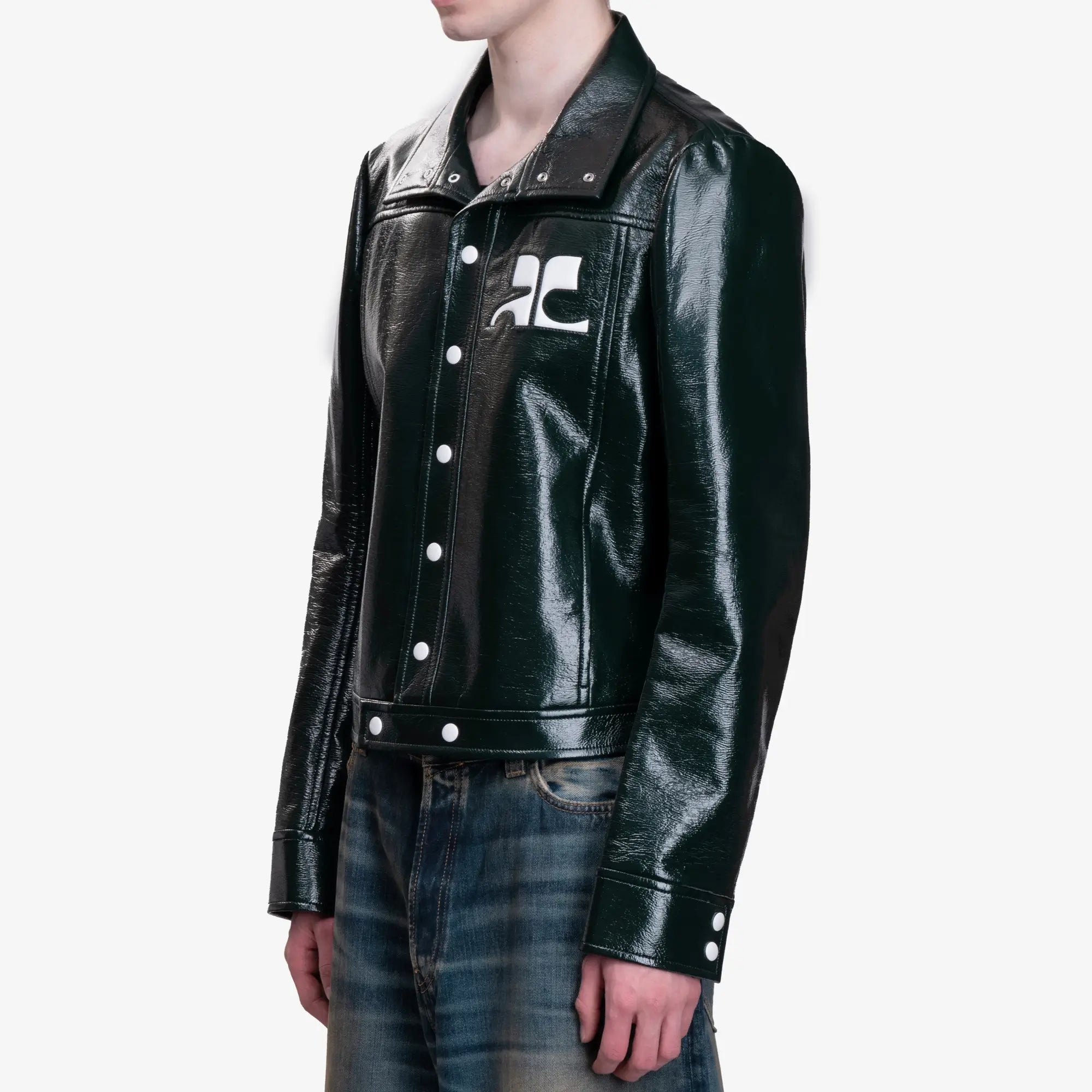 Courreges ReEdition Vinyl Jacket Dark Green - 3