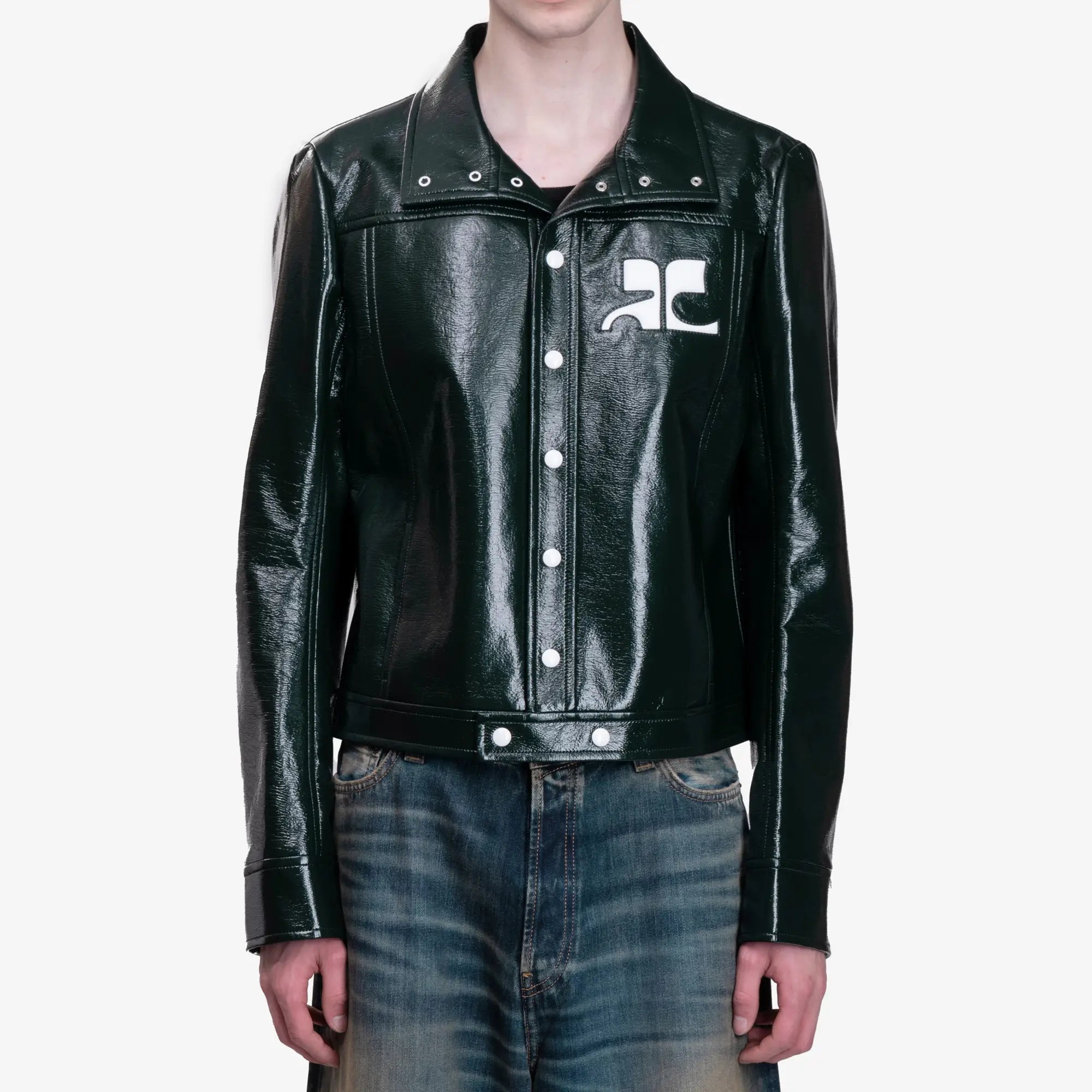 Courreges ReEdition Vinyl Jacket Dark Green - 1