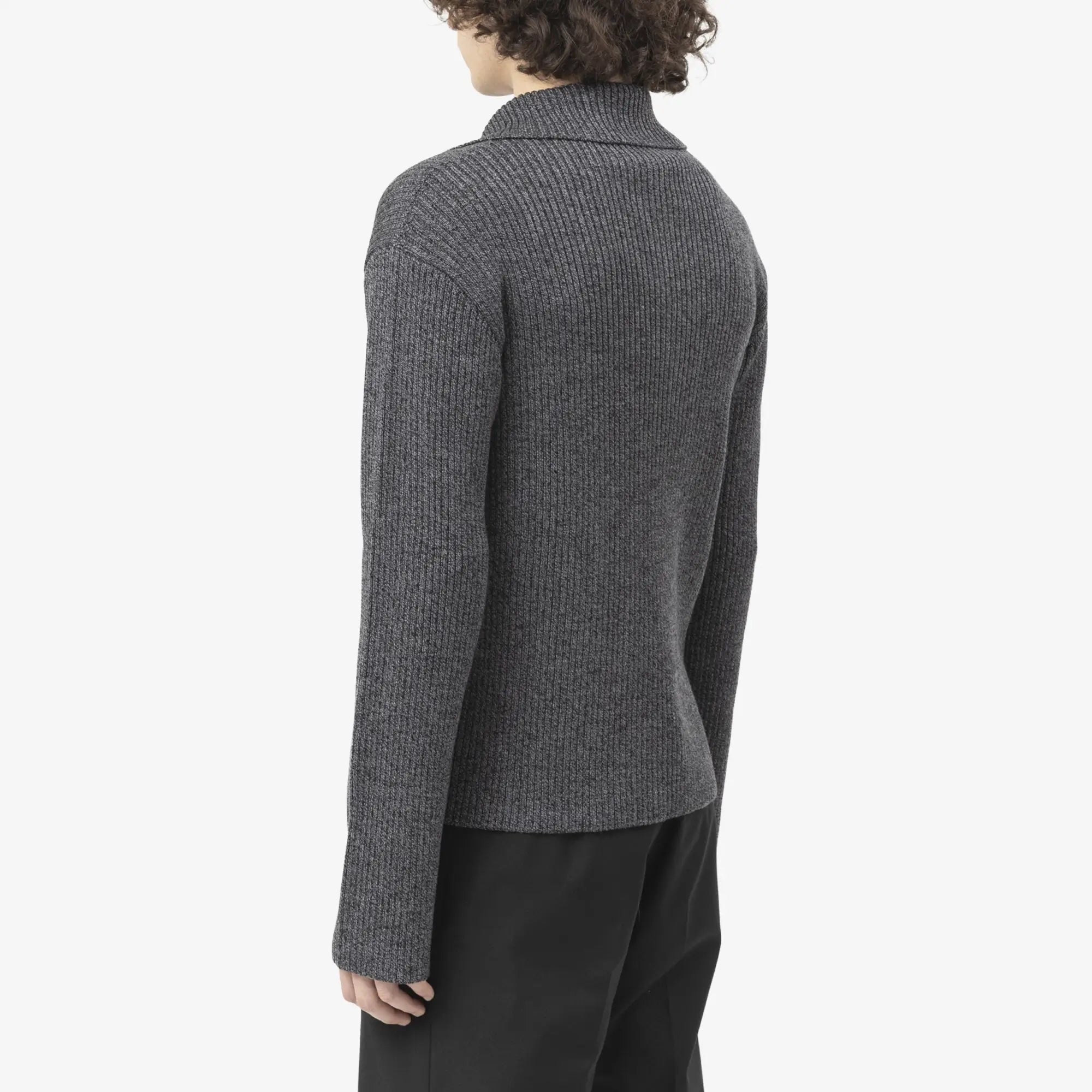 Courreges Ribbed Wool Polo Grey - 4