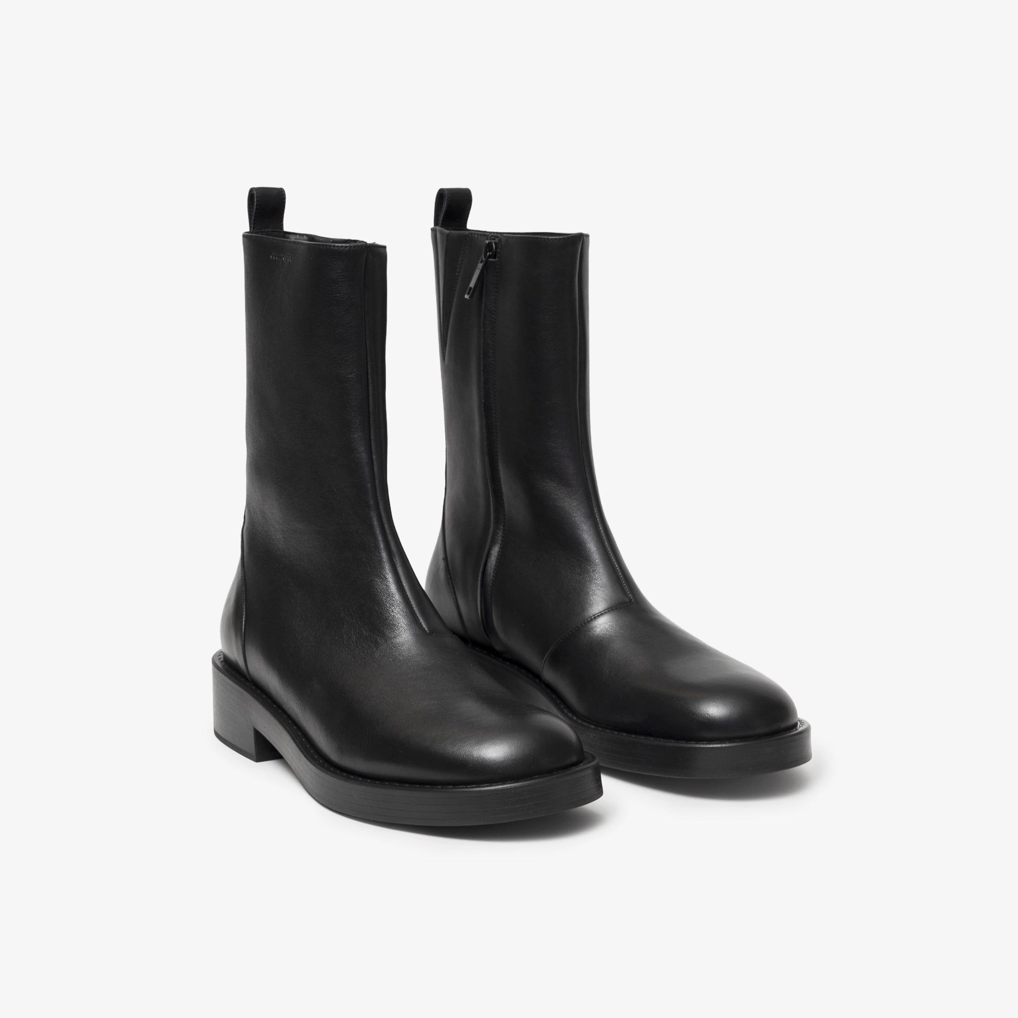Courreges Rider Leather Boots Black - 1
