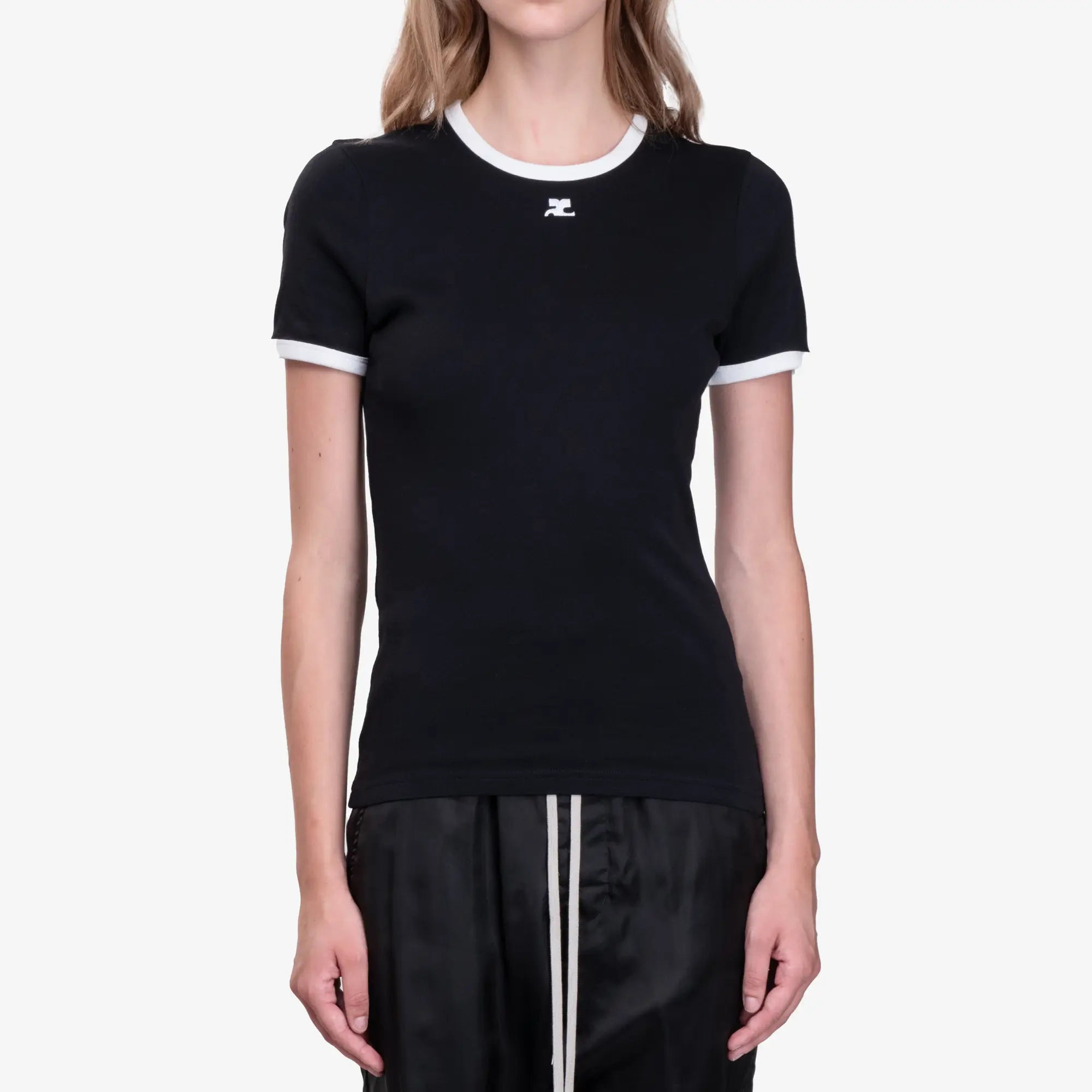 Courreges Signature Contrast T-Shirt Black - 1