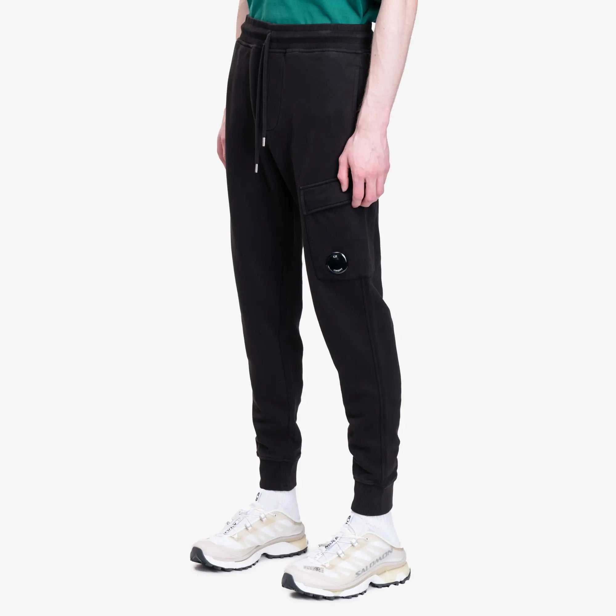 C.P. Company Diagonal Fleece Lens Cargo Sweatpants Black - 3