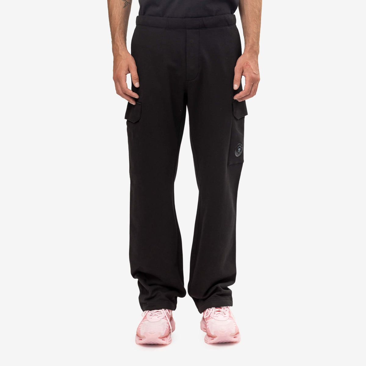 C.P. Company Diagonal Raised Fleece Cargo Lens Sweatpants Black-1