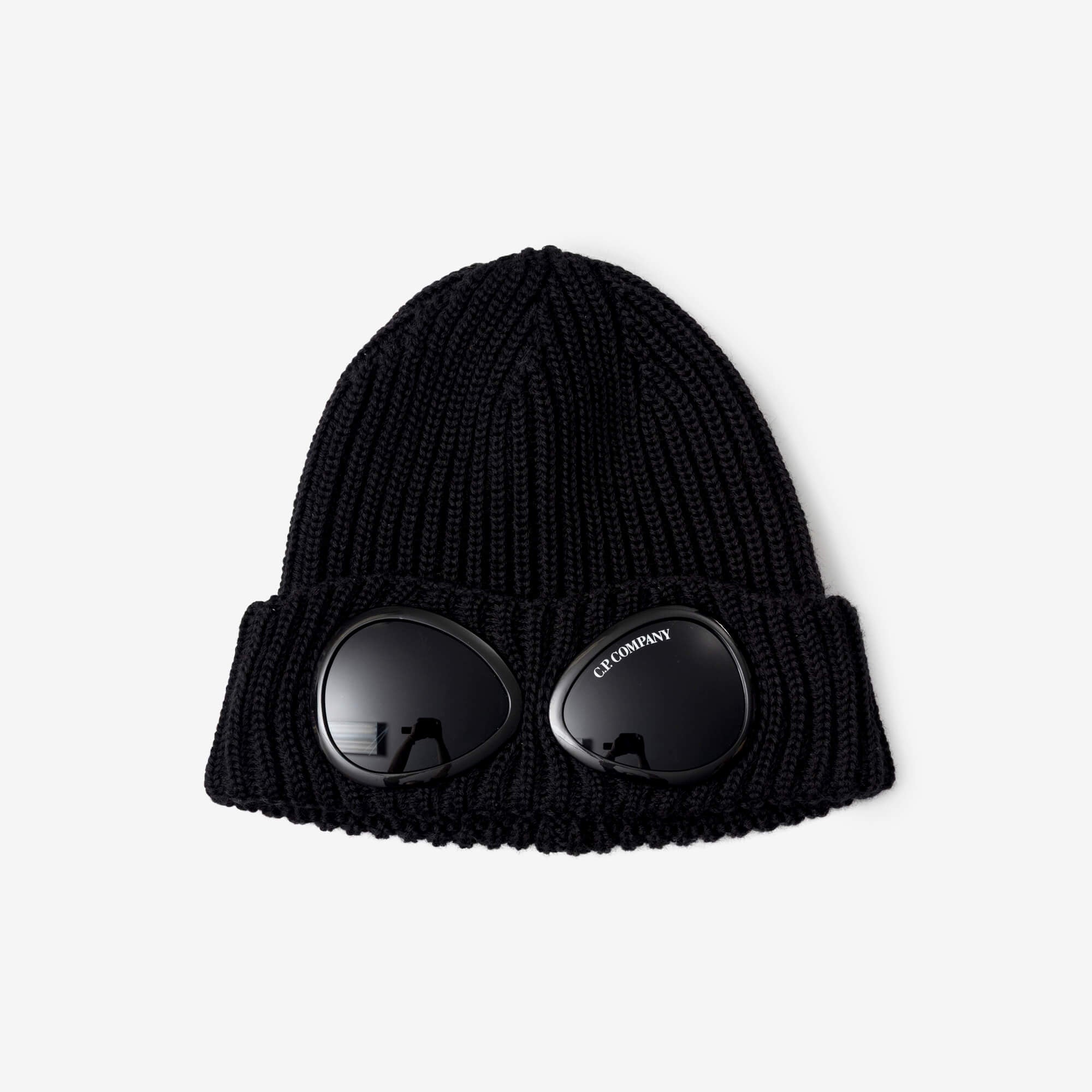C.P. Company Extrafine Merino Wool Goggle Beanie Black | Feuille