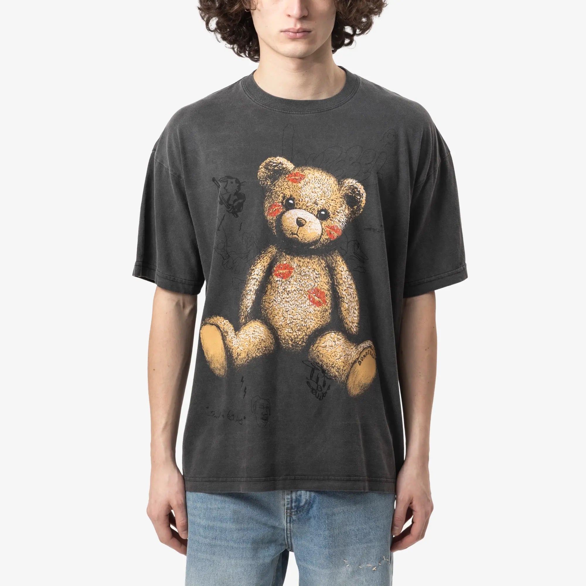 Dom Rebel Big Kiss T-Shirt Faded Black - 1