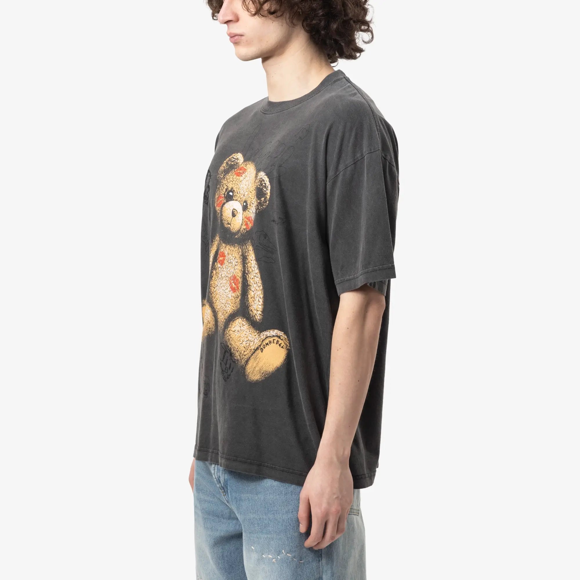 Dom Rebel Big Kiss T-Shirt Faded Black - 3