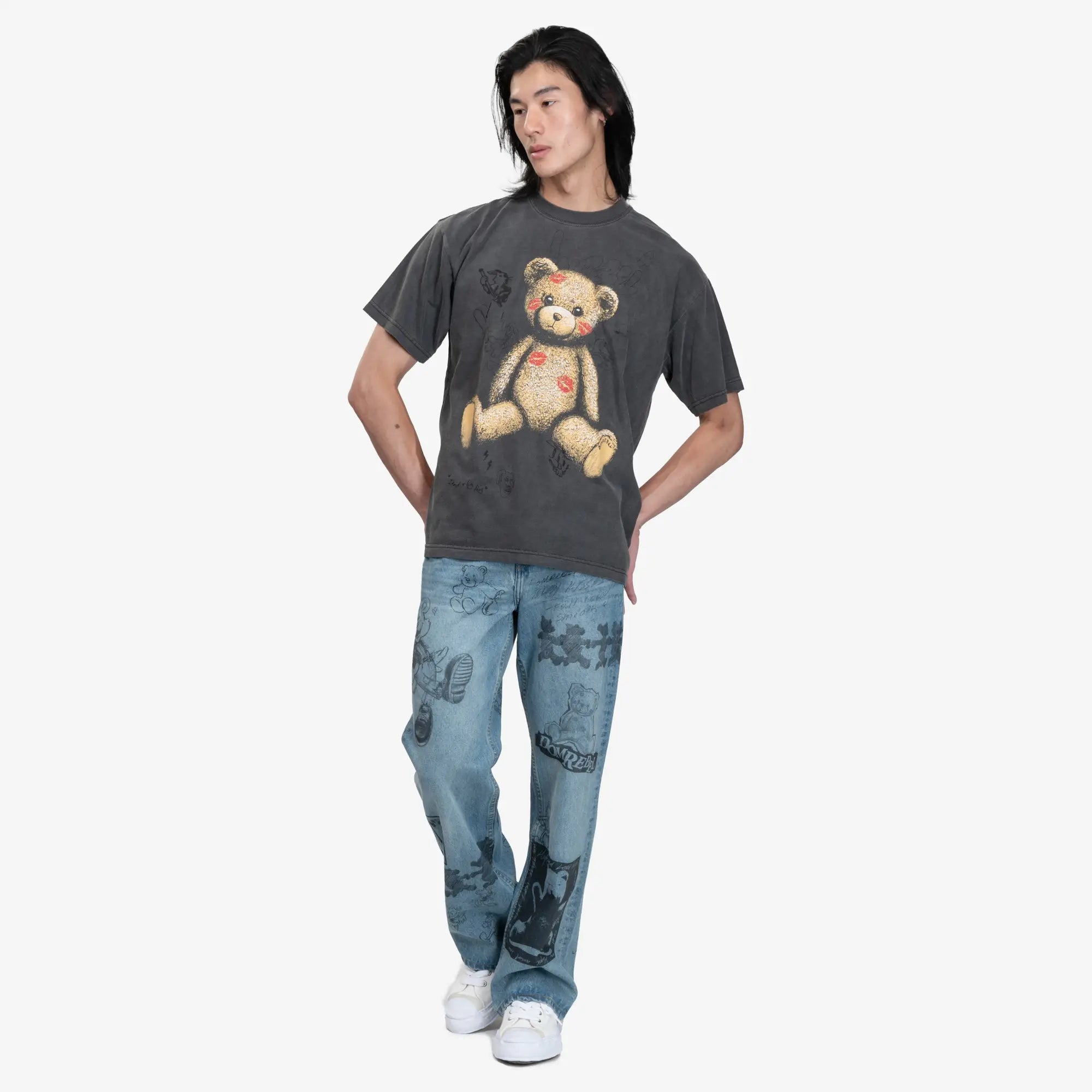 Dom Rebel Big Kiss T-Shirt Faded Black - 2