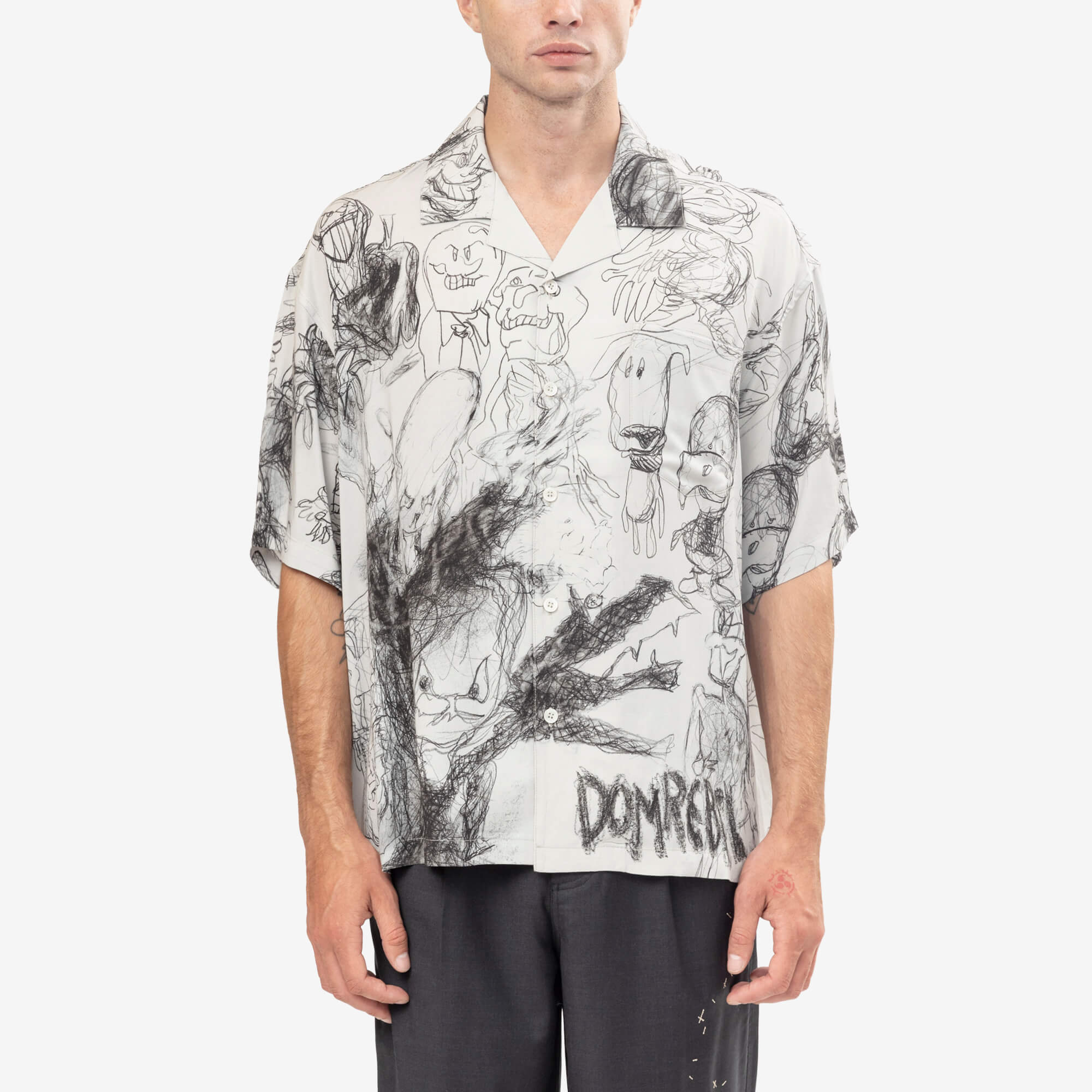 Dom Rebel Drawings Camp Collar Shirt Ivory-1