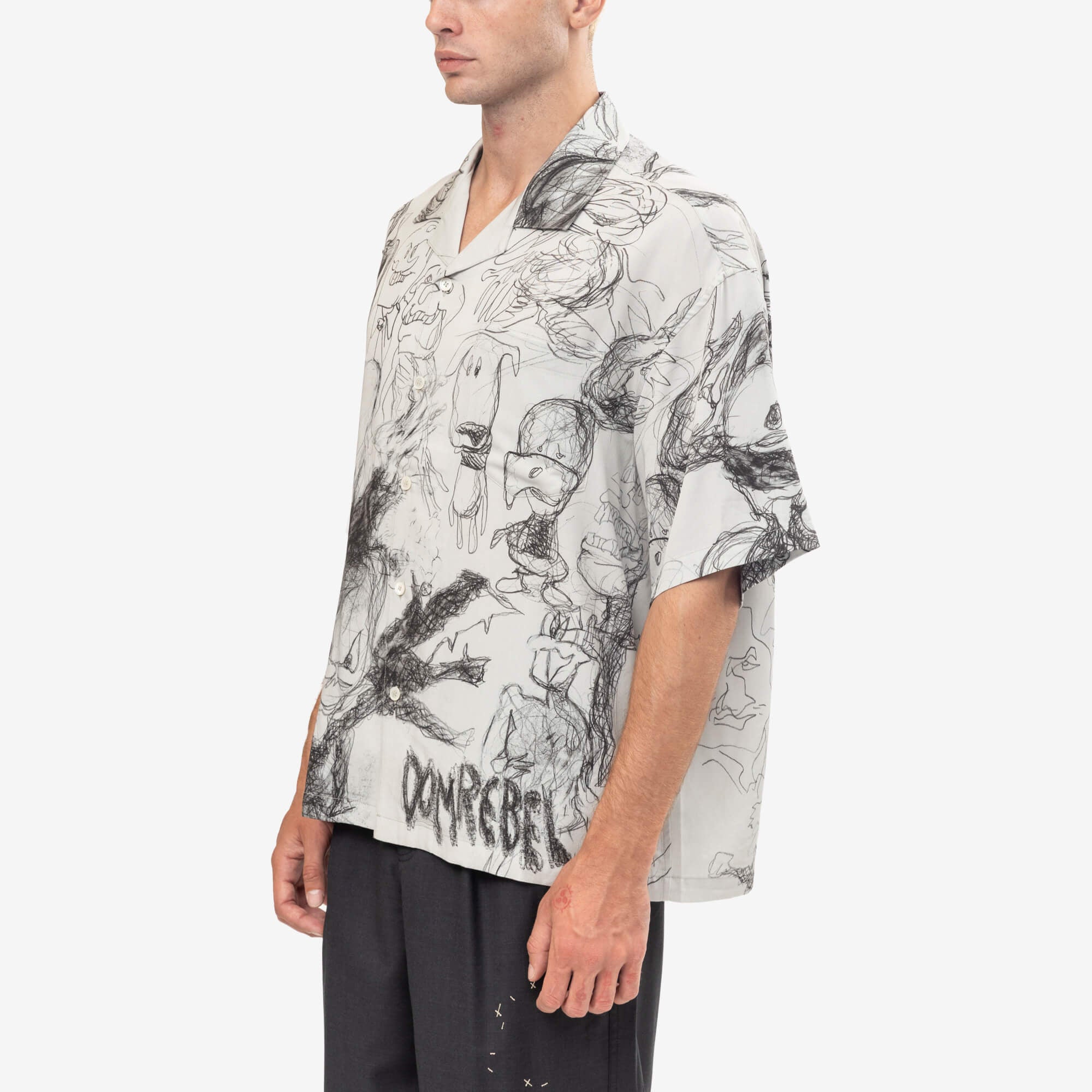 Dom Rebel Drawings Camp Collar Shirt Ivory-3