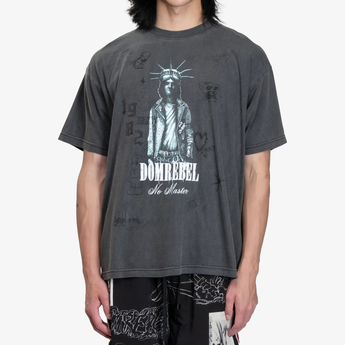 Dom Rebel Gotham T-Shirt Faded Black Graphic Tee
