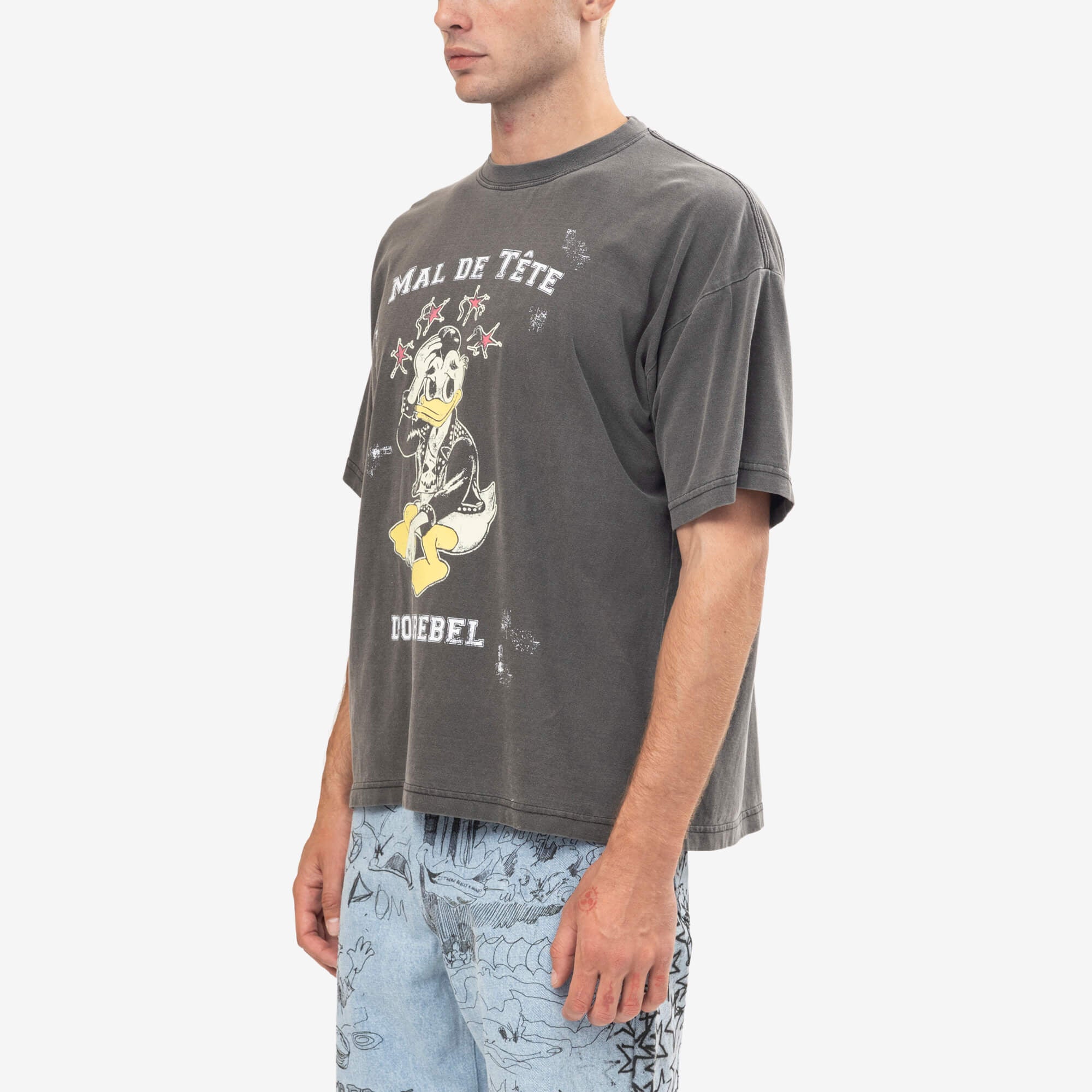 Dom Rebel Headache T-Shirt Faded Black-3