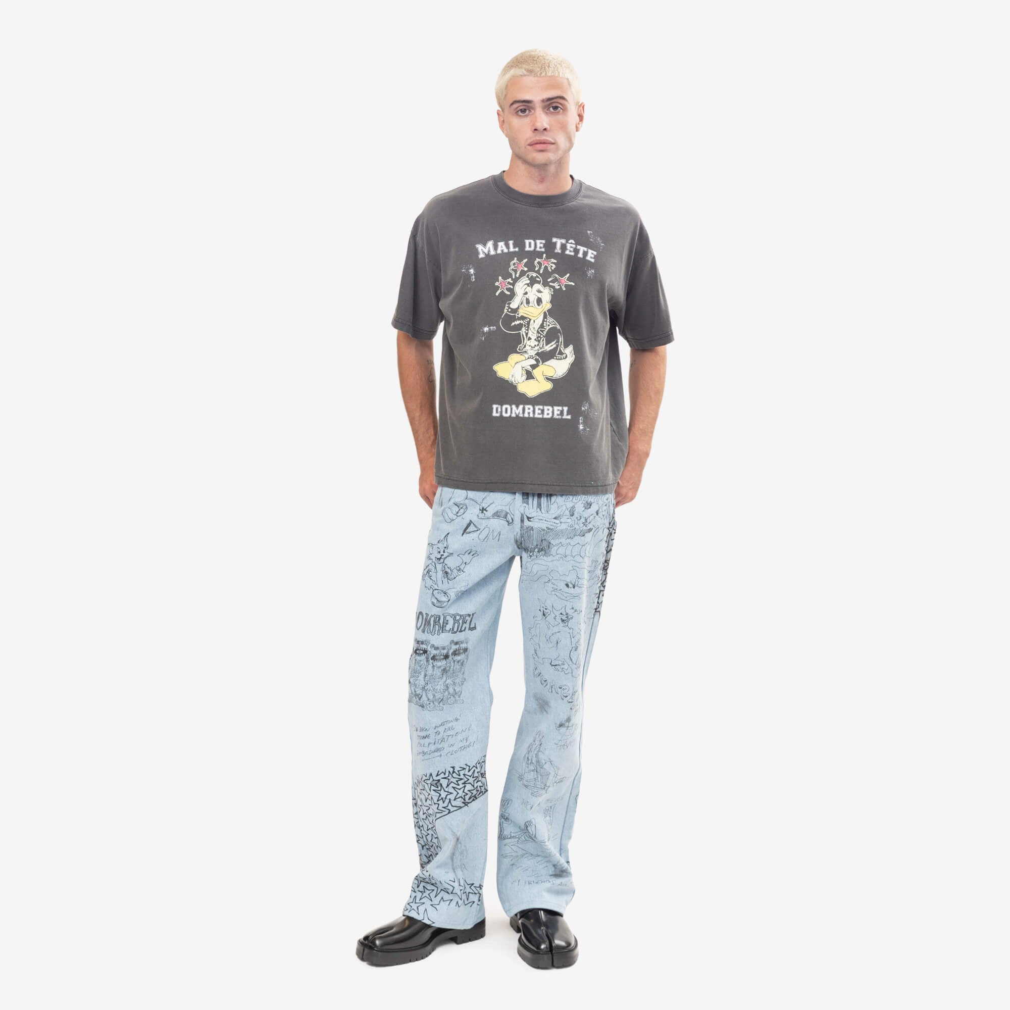 Dom Rebel Headache T-Shirt Faded Black-2
