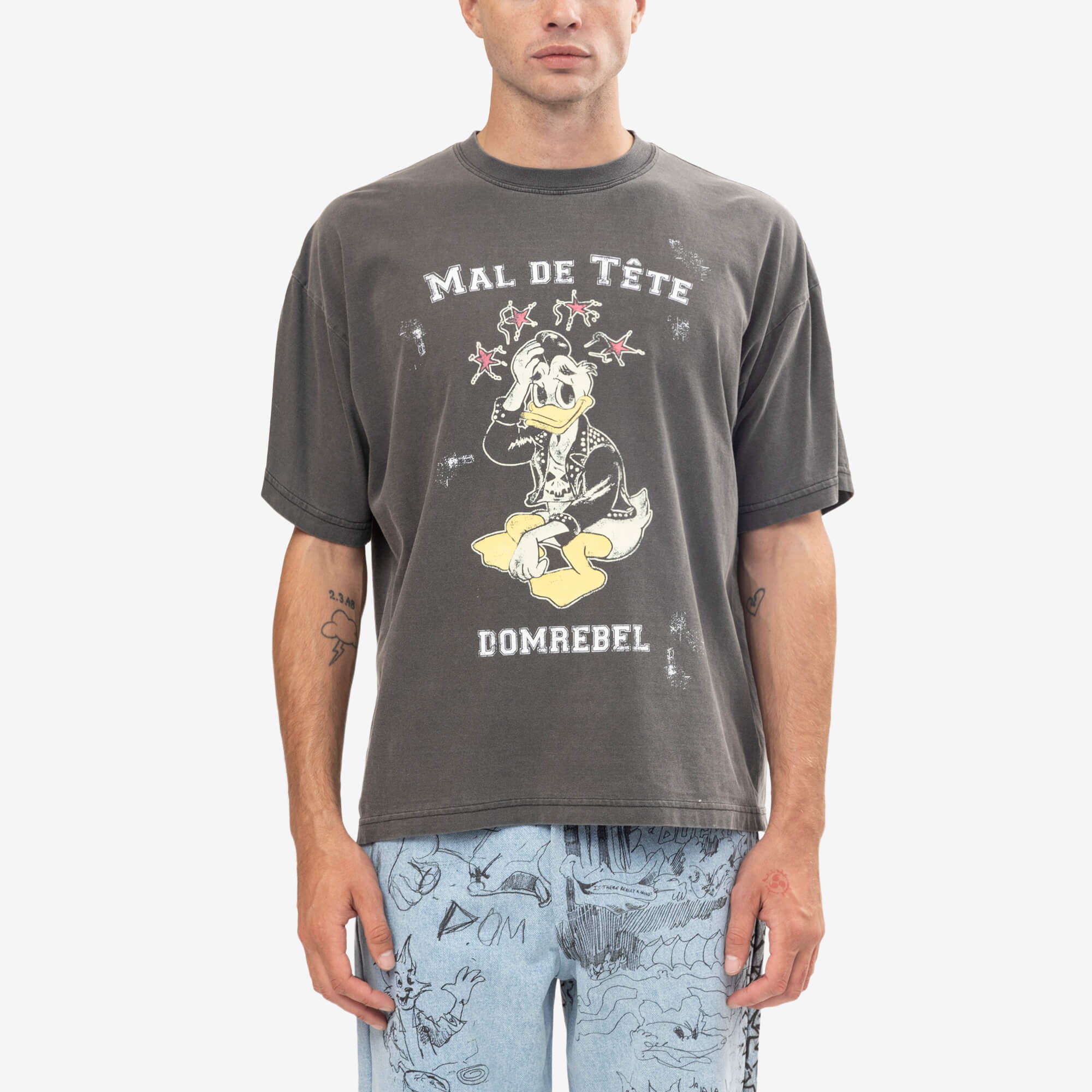 Dom Rebel Headache T-Shirt Faded Black-1