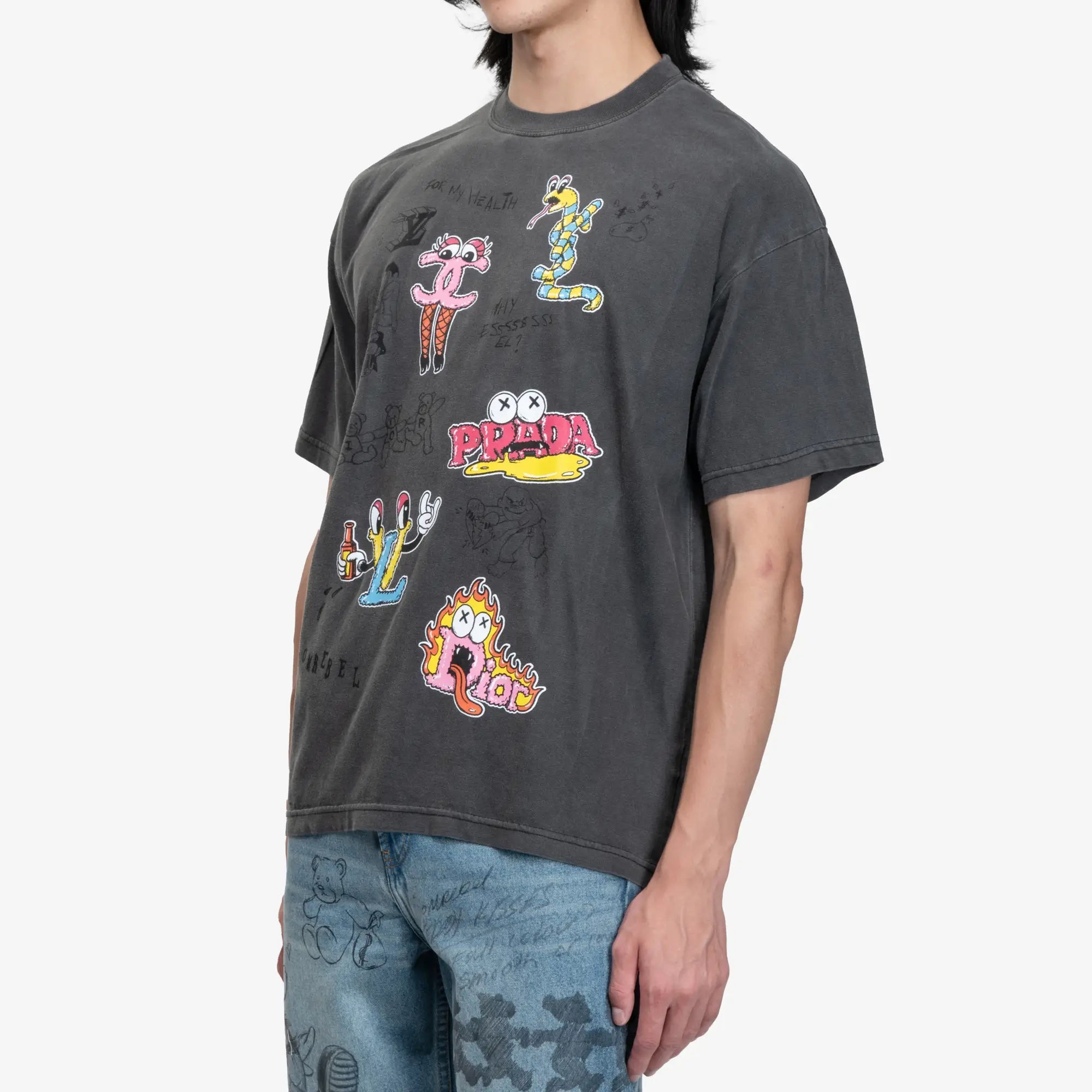 Dom Rebel Luxury Sketch T-Shirt Old Black - 3