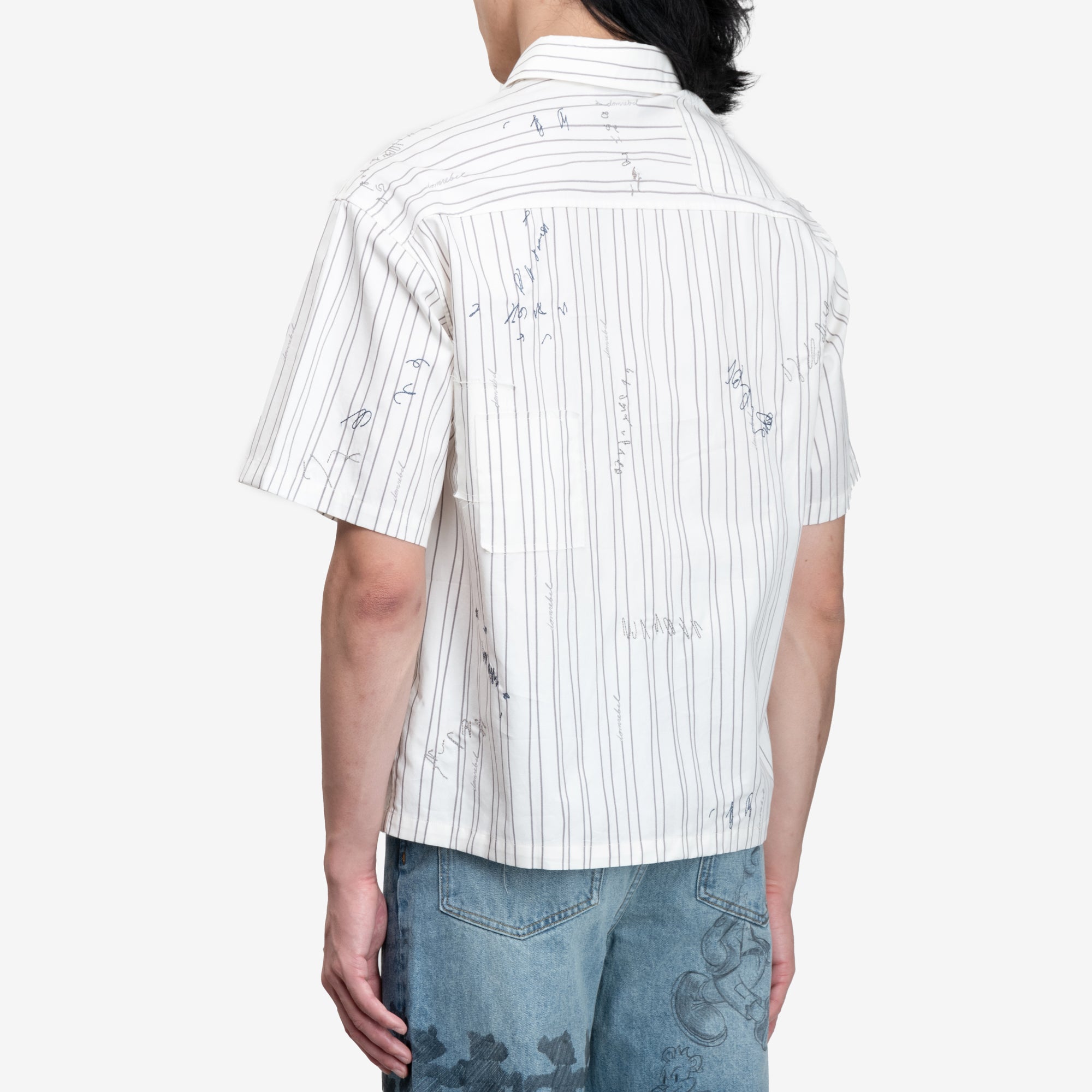 Dom Rebel Mending SS Shirt White Pinstripe - 4