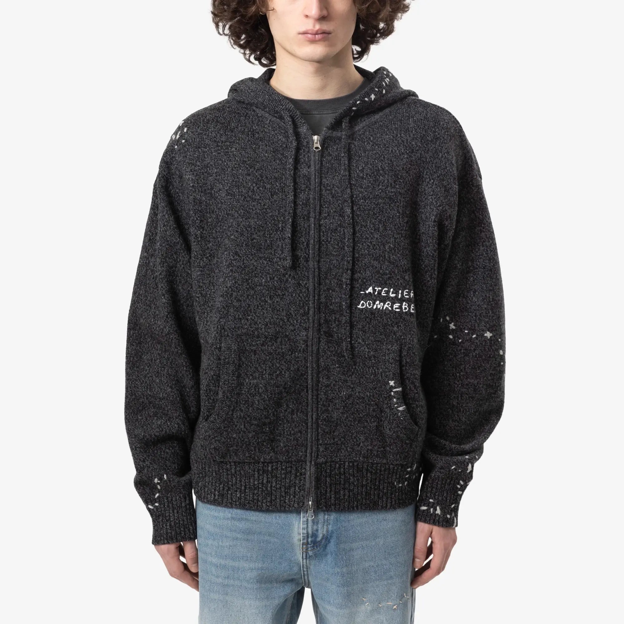 Dom Rebel Renegade Knit Zip Hoody Charcoal - 1