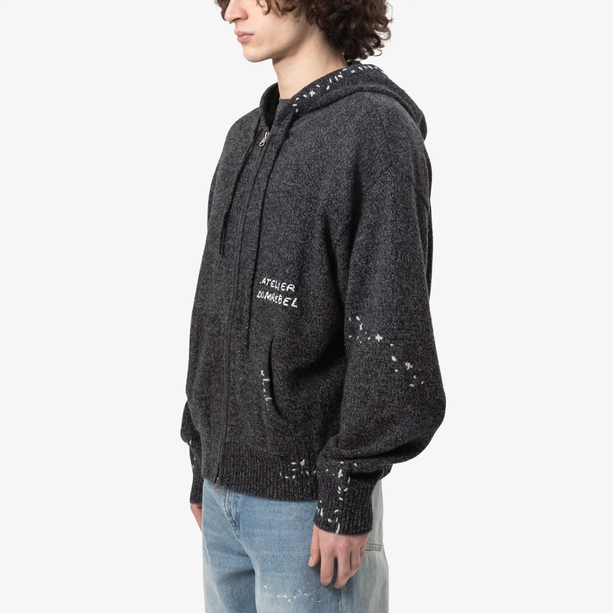 Dom Rebel Renegade Knit Zip Hoody Charcoal - 3