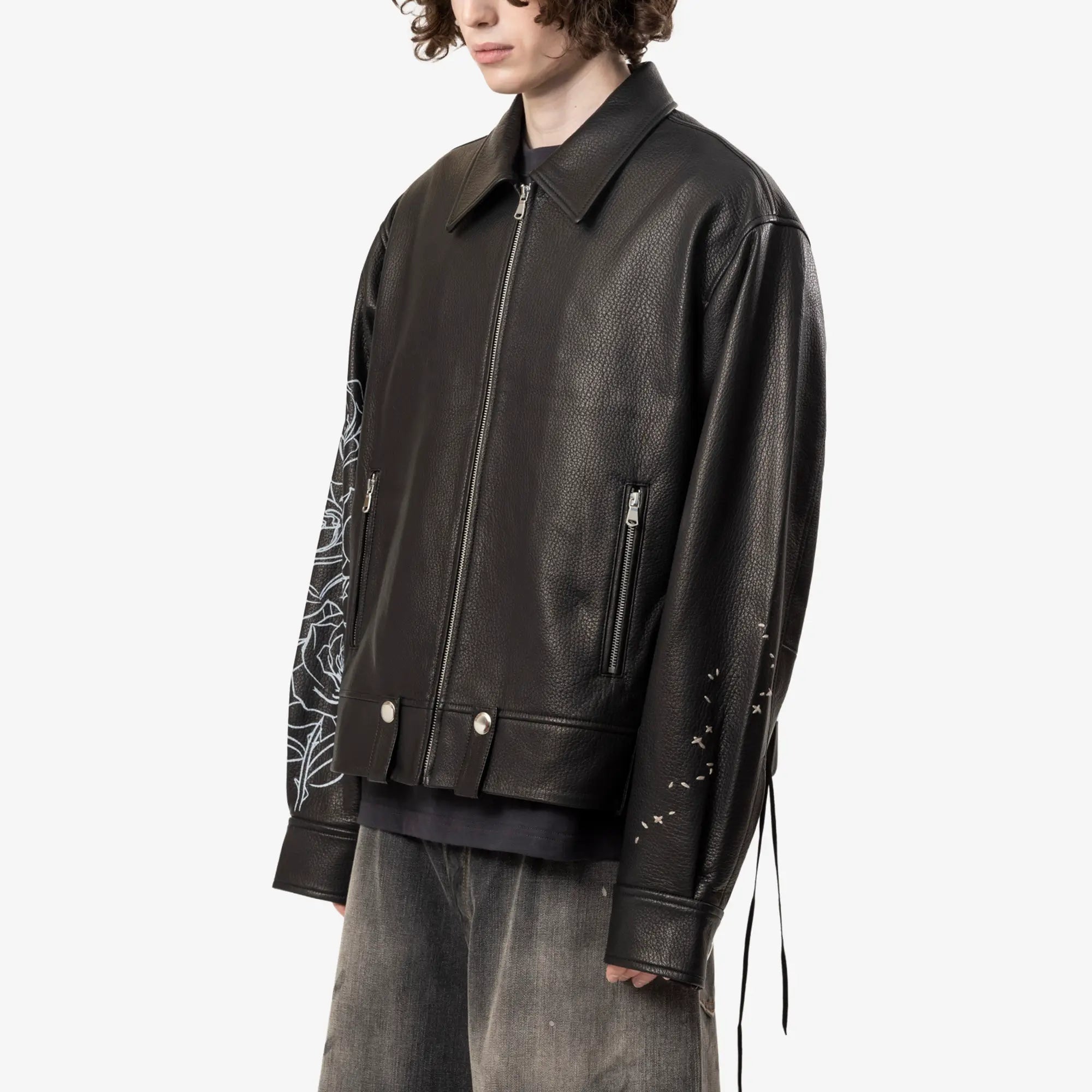 Dom Rebel Roses Leather Jacket Black - 3