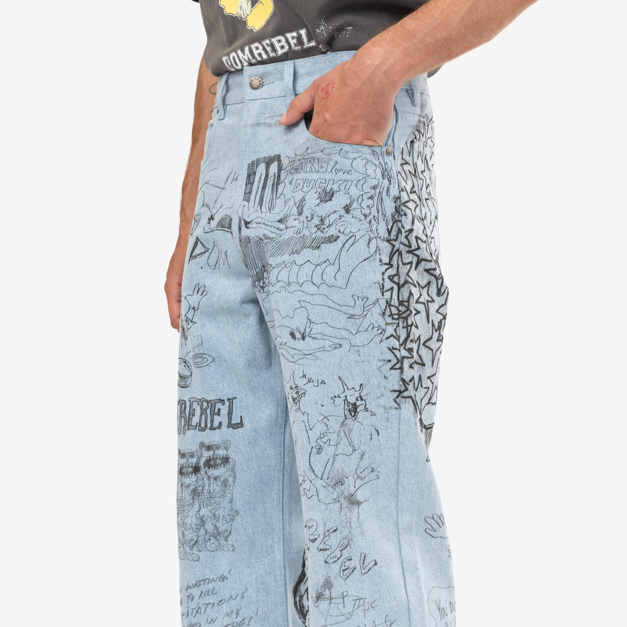 Dom Rebel Sketchy Bootcut Jeans Light Blue-5