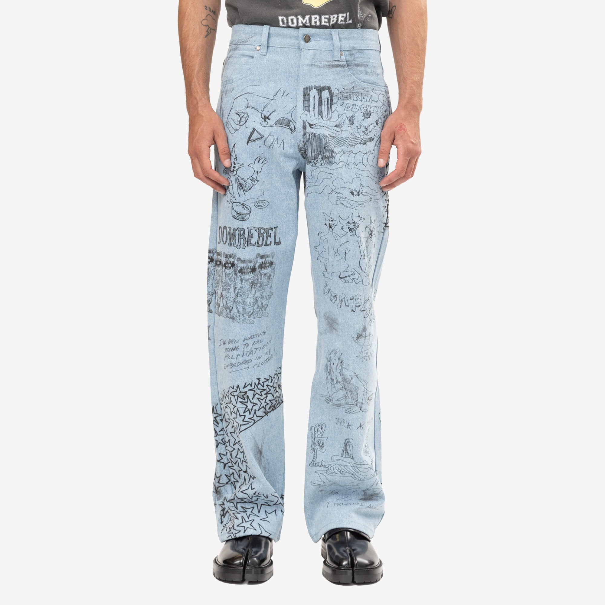 Dom Rebel Sketchy Bootcut Jeans Light Blue-1