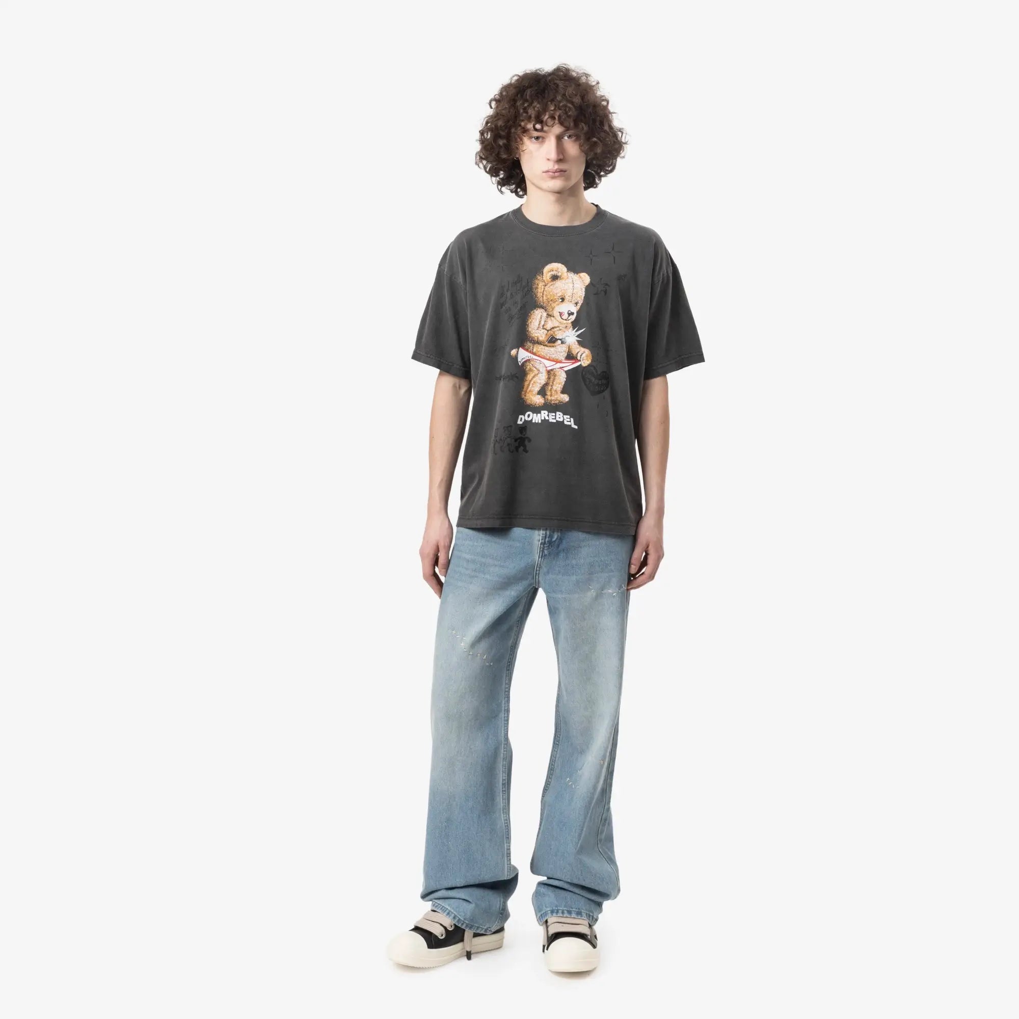 Dom Rebel Snap Sketch T-Shirt Faded Black - 2