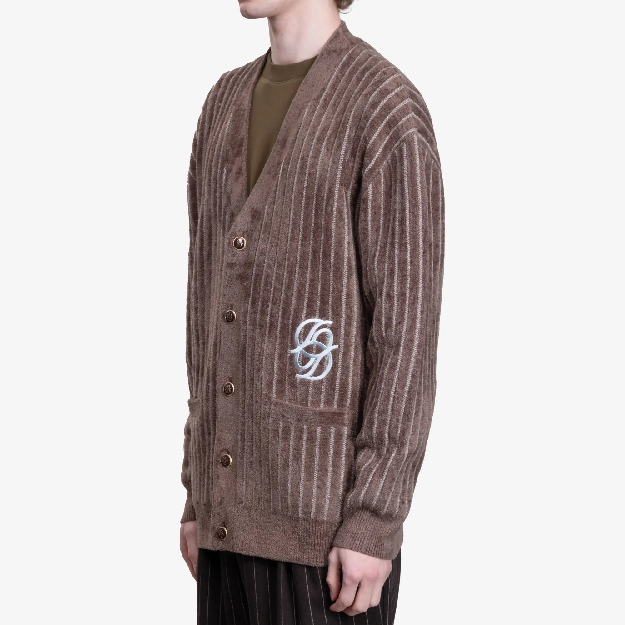 Drôle de Monsieur Le Cardigan Monogramme Khaki - 3
