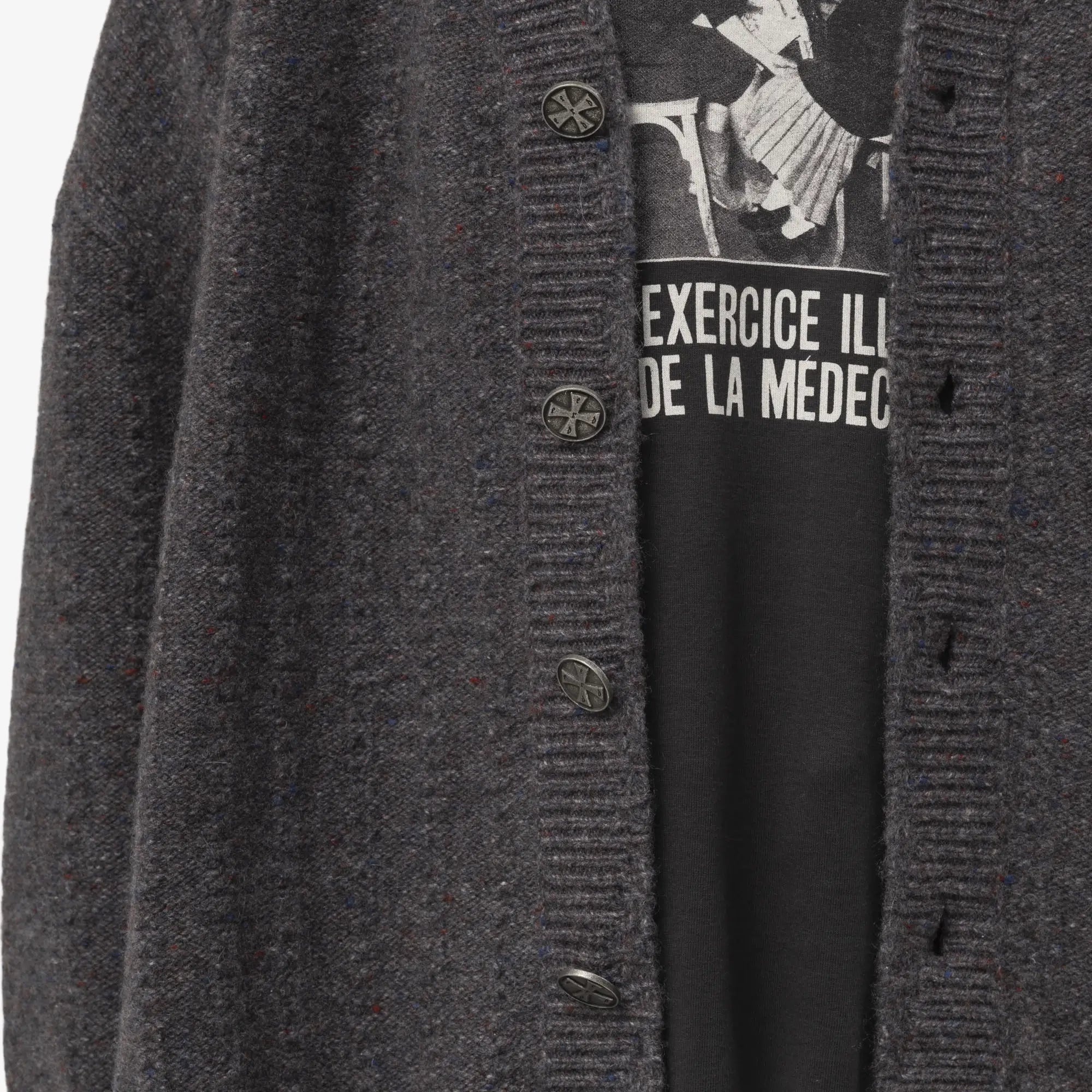 Enfants Riches Deprimes Asymmetrical Cardigan Tweed Gray - 5