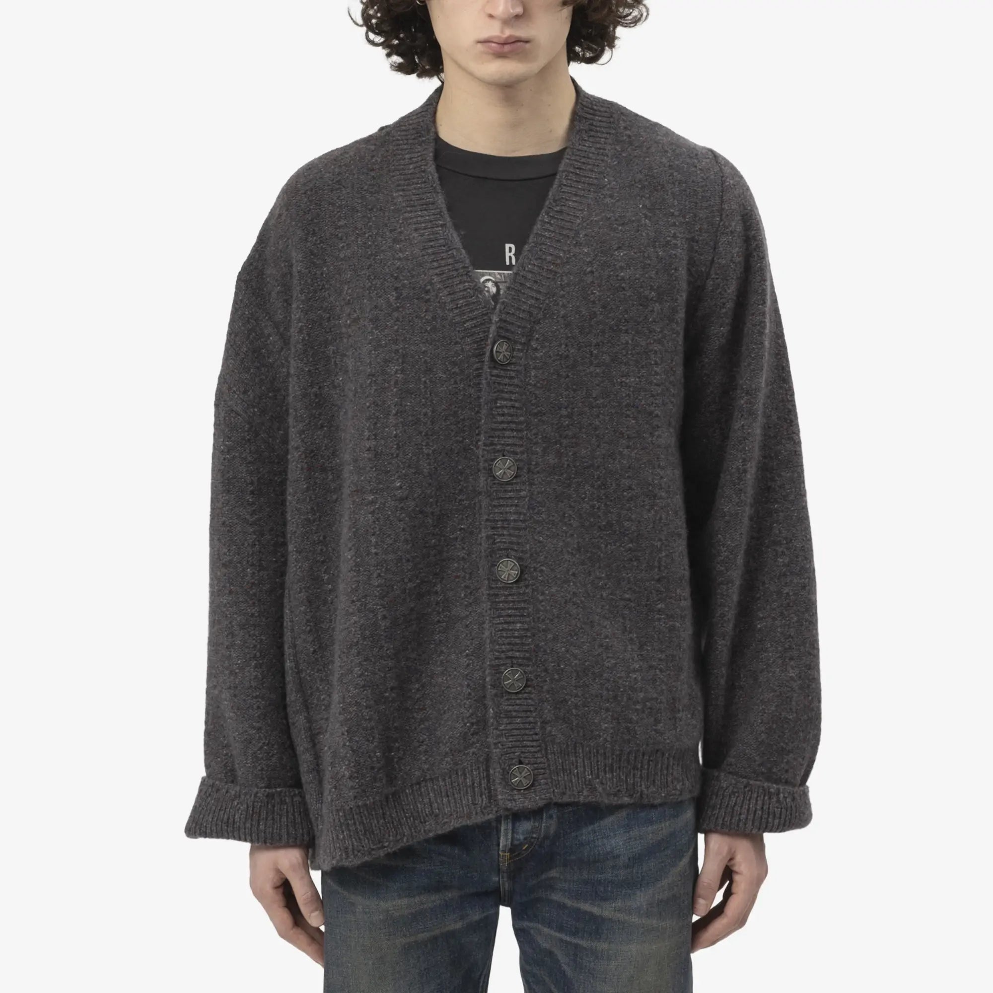 Enfants Riches Deprimes Asymmetrical Cardigan Tweed Gray - 1