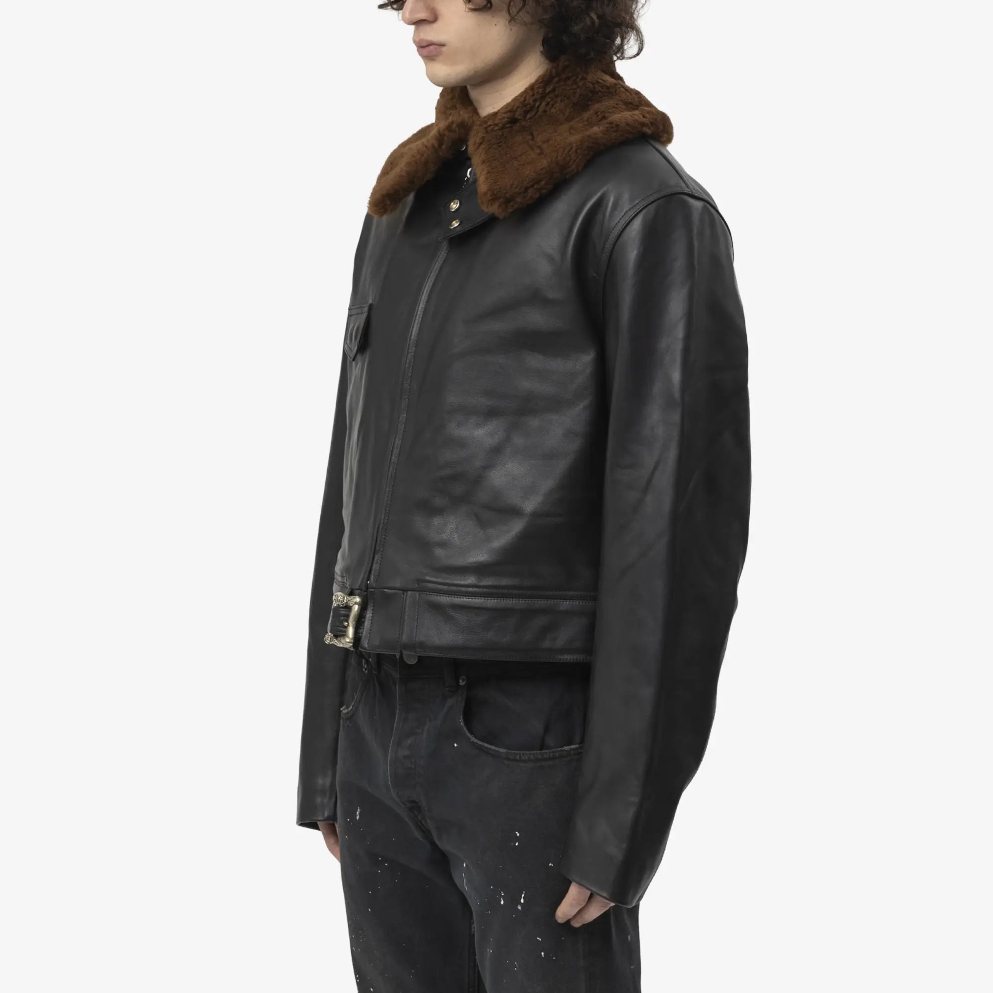 Enfants Riches Deprimes Hot Rod Shearling Collar Jacket Black - 3