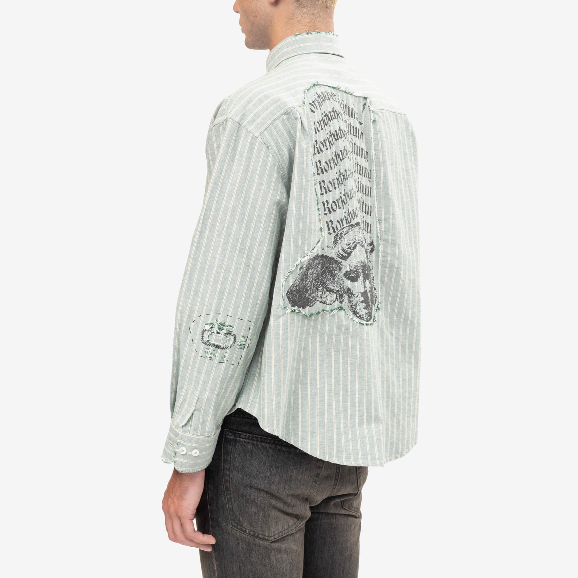 Enfants Riches Deprimes Repaired Everyday Mother with Child Shirt Green/White Stripe-4