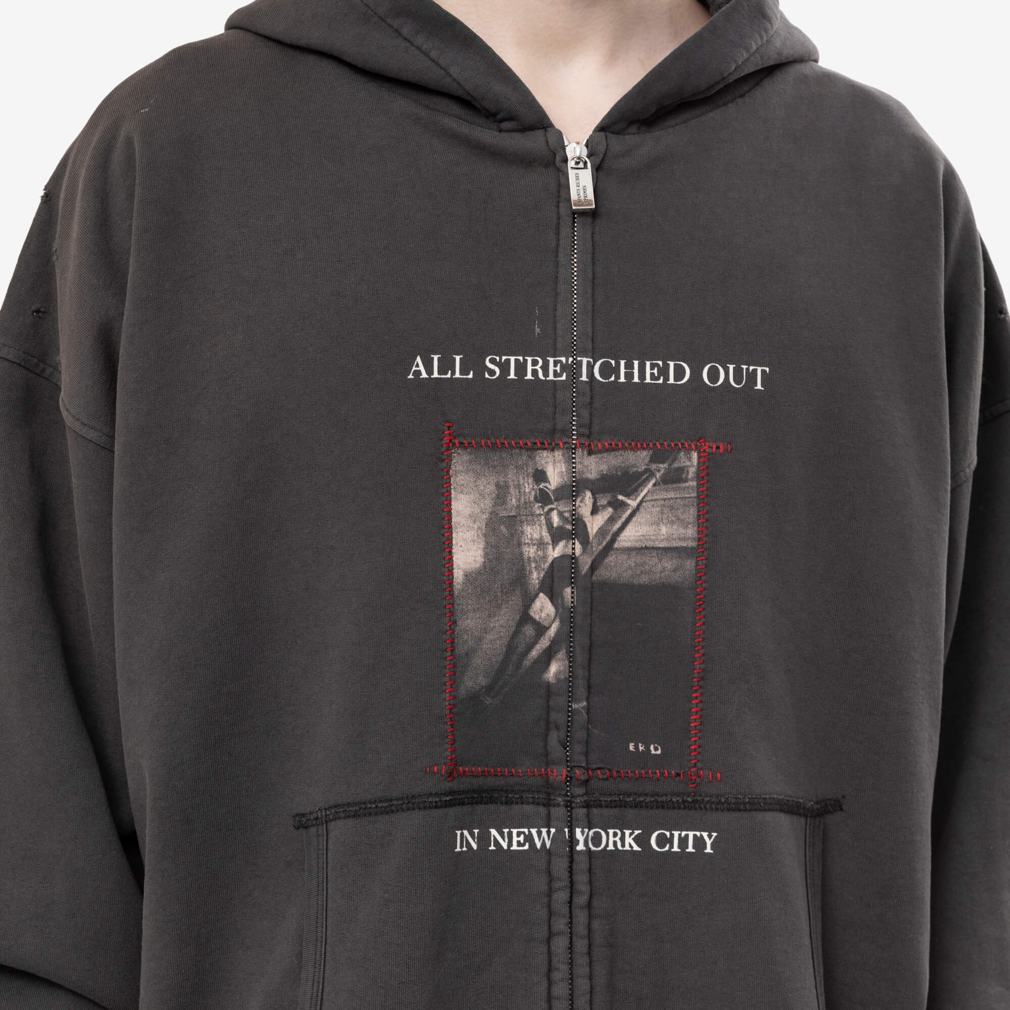 Enfants Riches Deprimes Stretched Out Thermal Lined Zip Hoody Washed Black-5