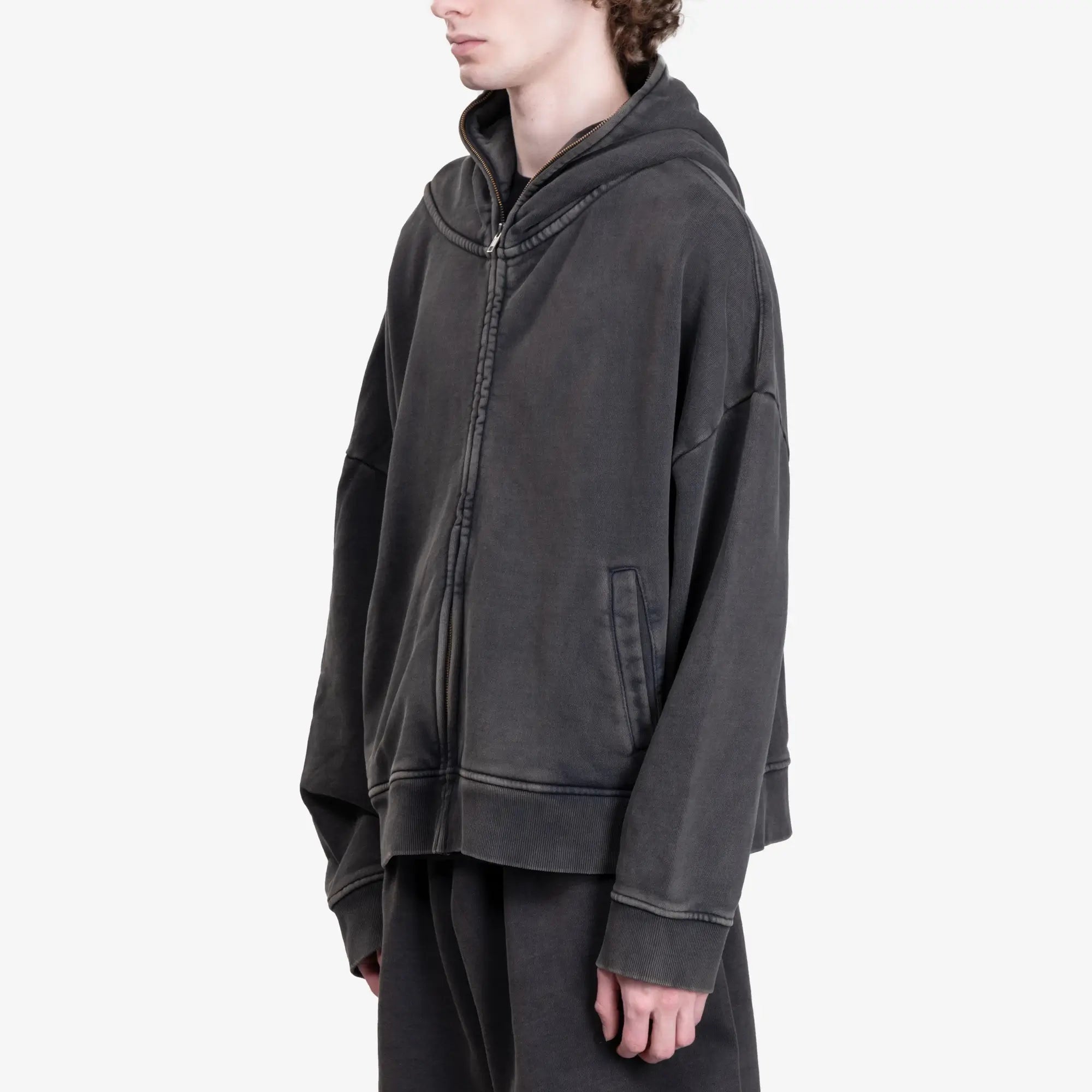 Entire Studios Eternal Zip Hoody in Washed Black