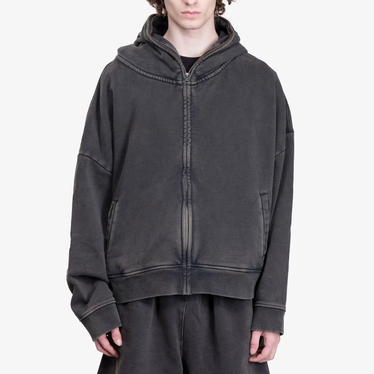 Entire Studios Eternal Zip Hoody in Washed Black