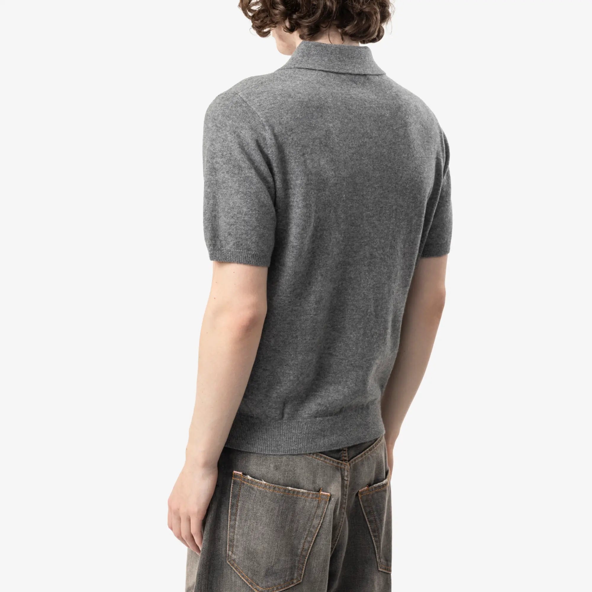 Entire Studios Short Sleeve Knit Polo Concrete - 4