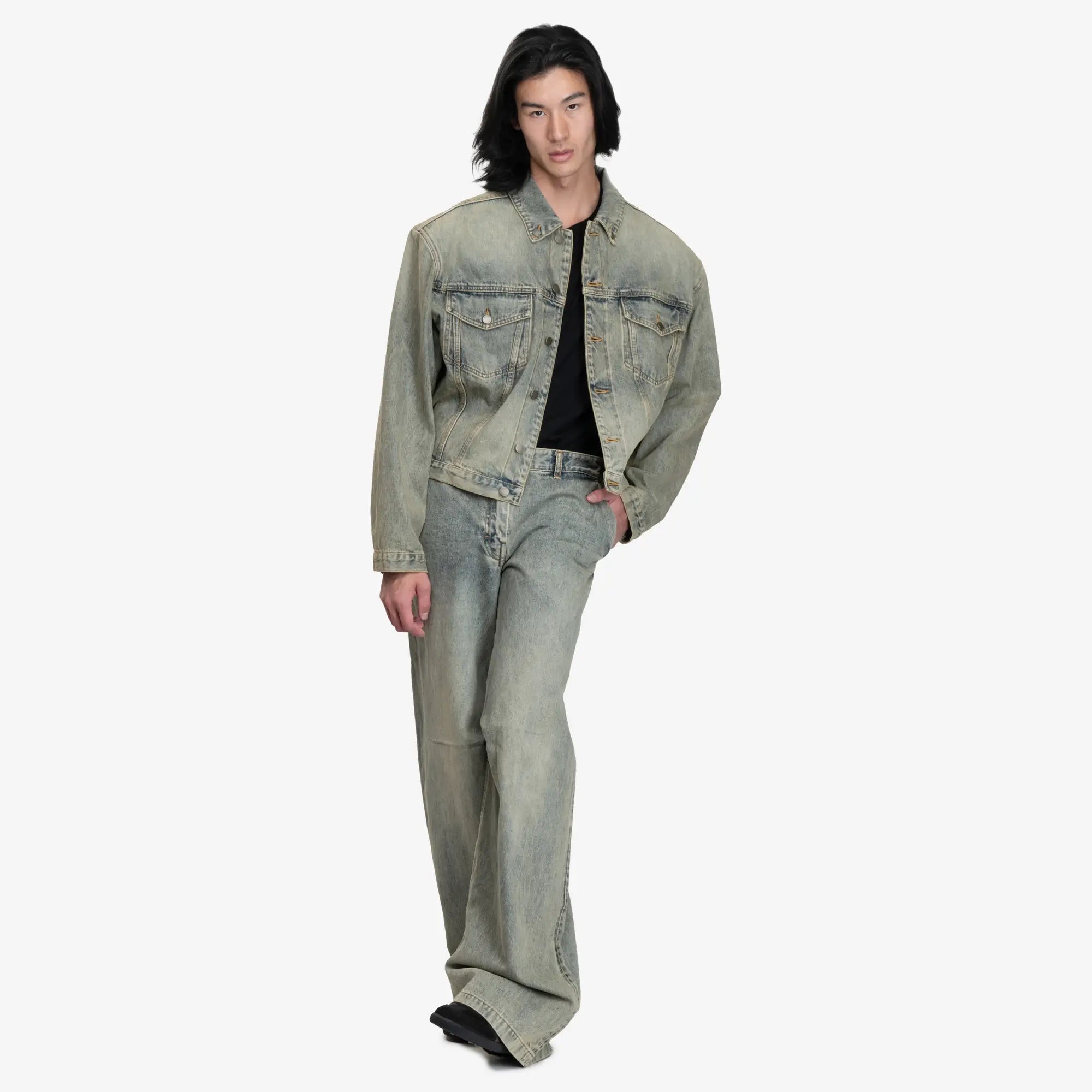 Entire Studios Shrunken Denim Jacket Surface Wave - 2