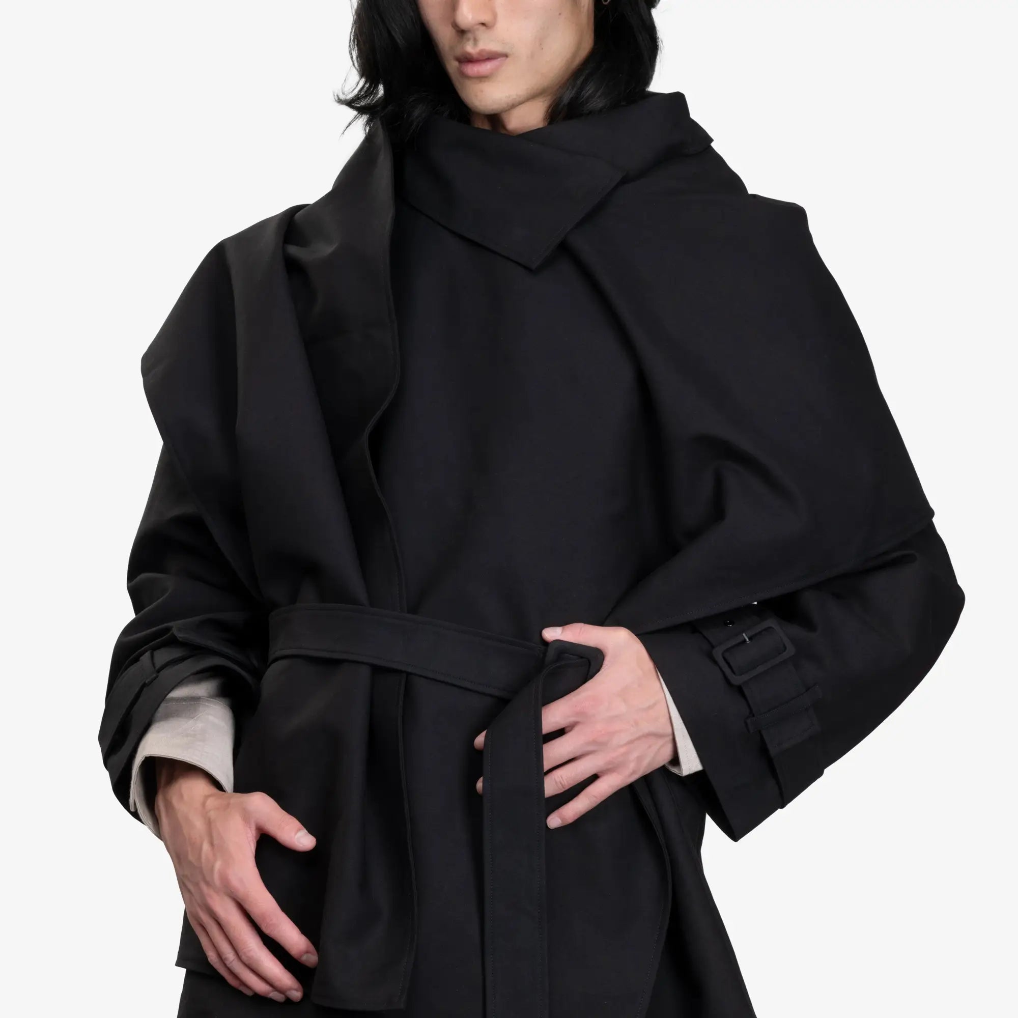 Entire Studios Unisex Mini Scarf Coat Black - 5
