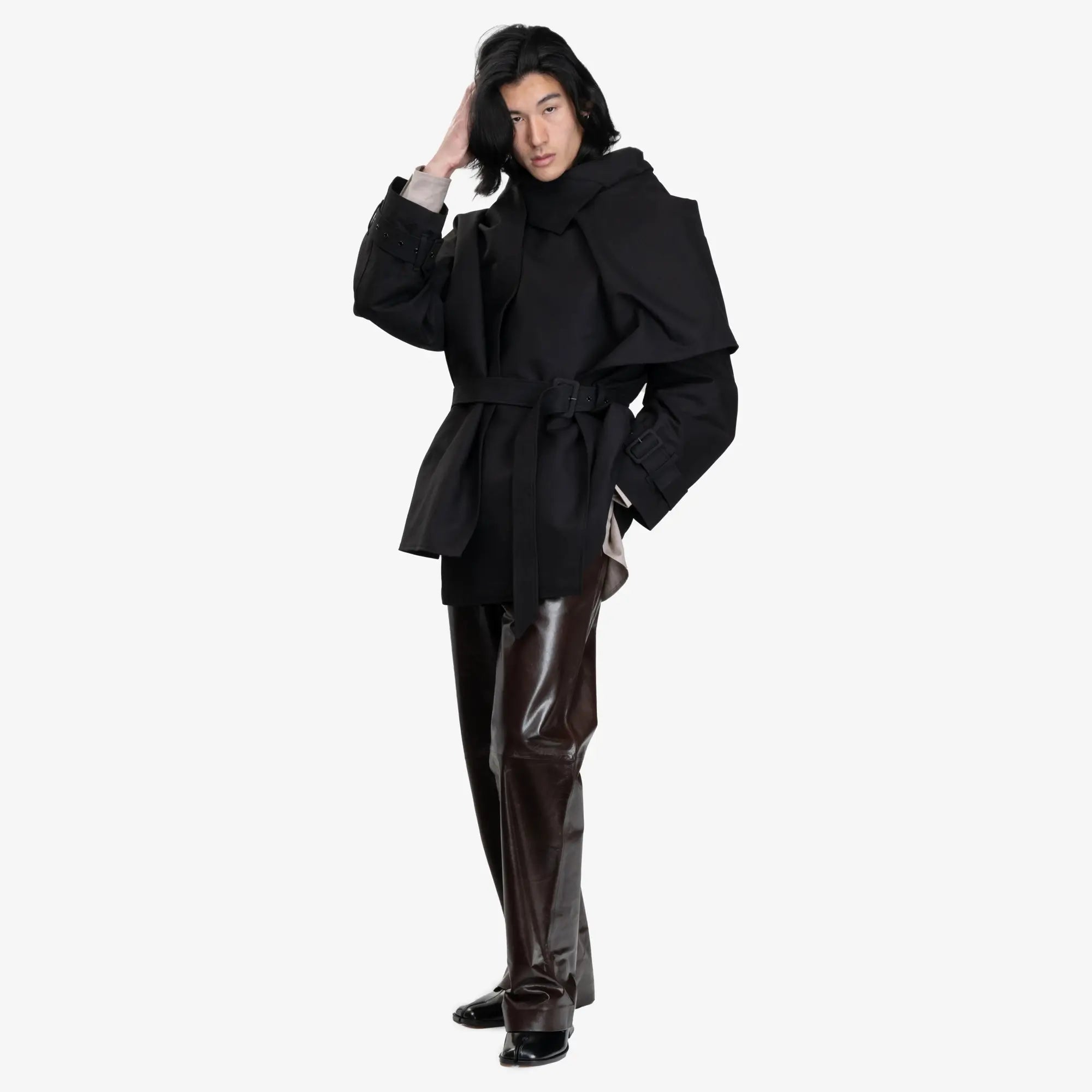 Entire Studios Unisex Mini Scarf Coat Black - 2