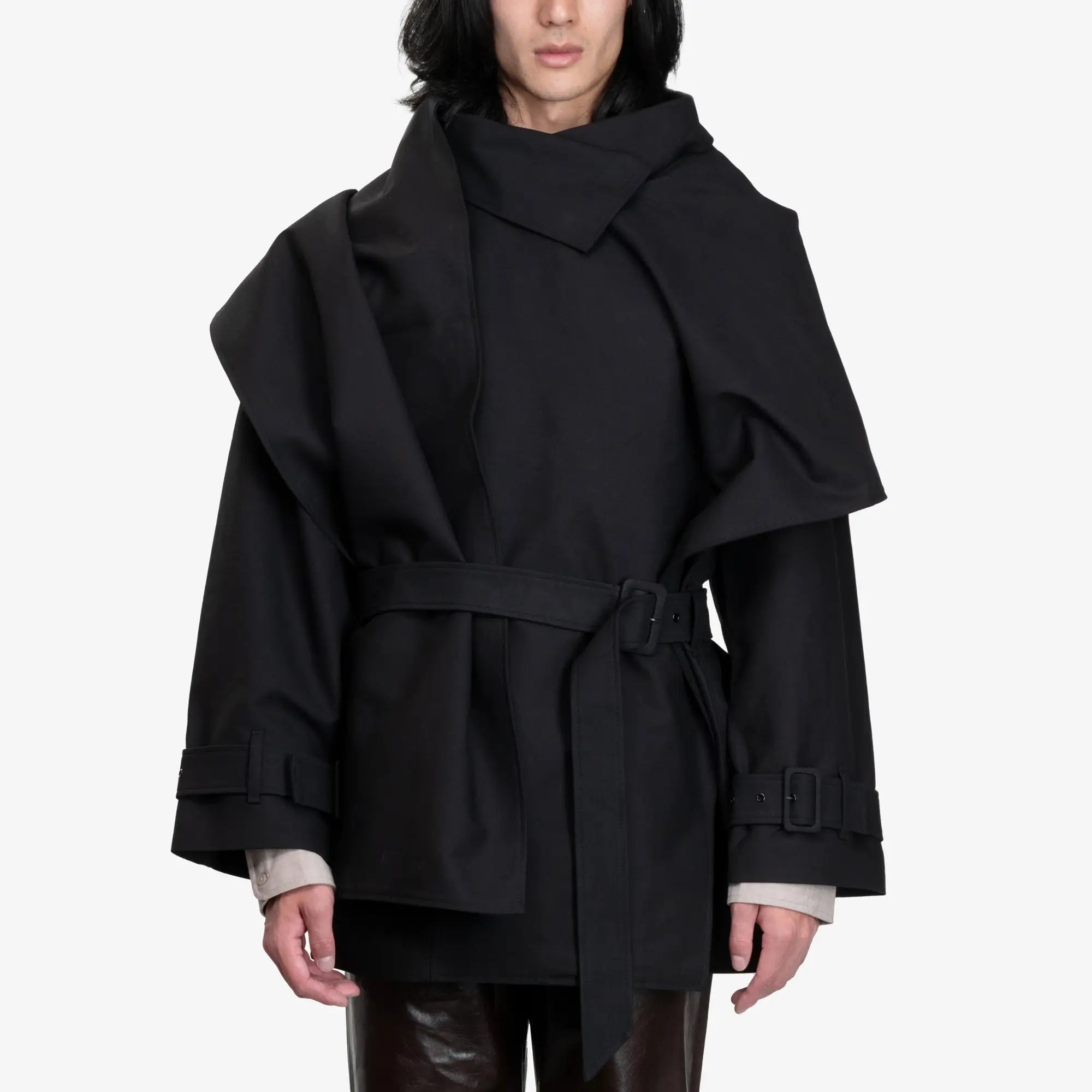 Entire Studios Unisex Mini Scarf Coat Black - 1