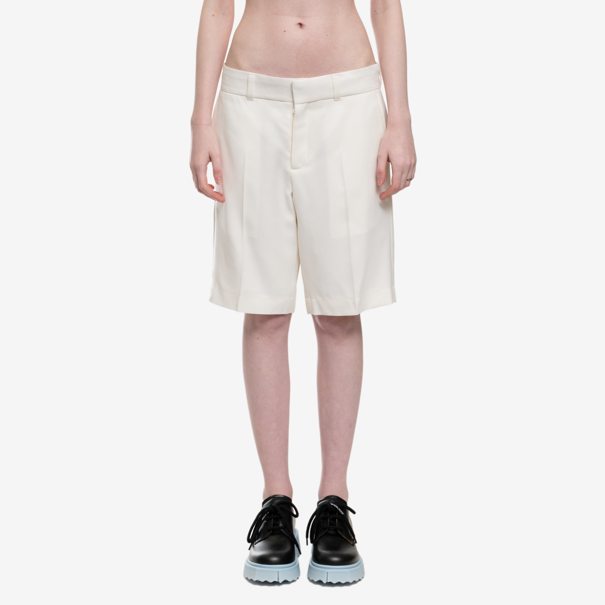 Casablanca Wool Gaberdine Tailored Shorts Off White - 1